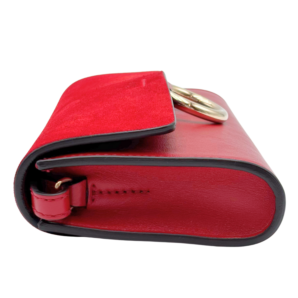 Chloe Red Faye Suede & Leather Crossbody