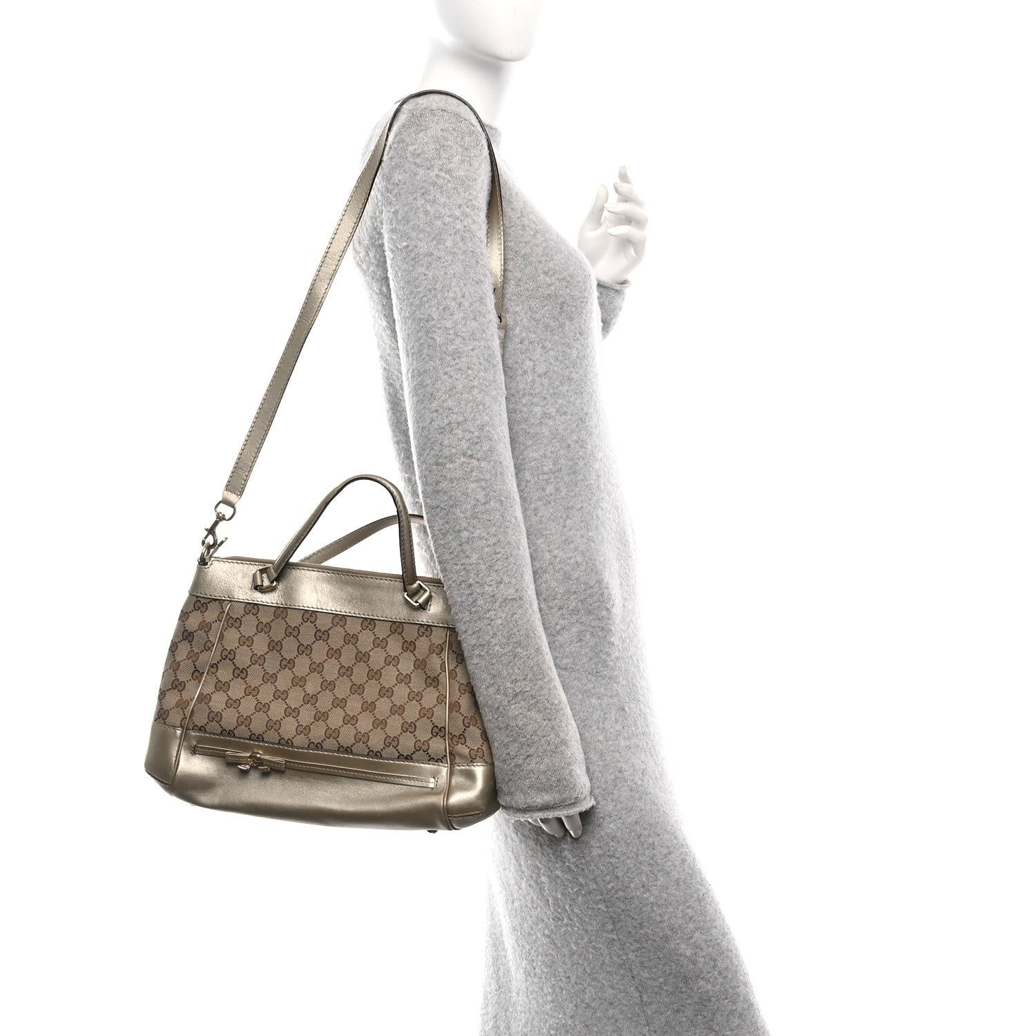 Monogram Mayfair Top Handle Satchel Gold Beige