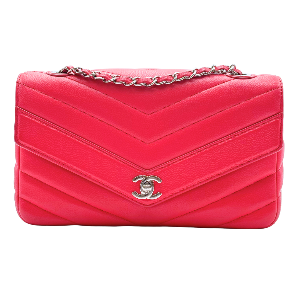 Chanel Large Red Chevron Envelope Flap Crossbody