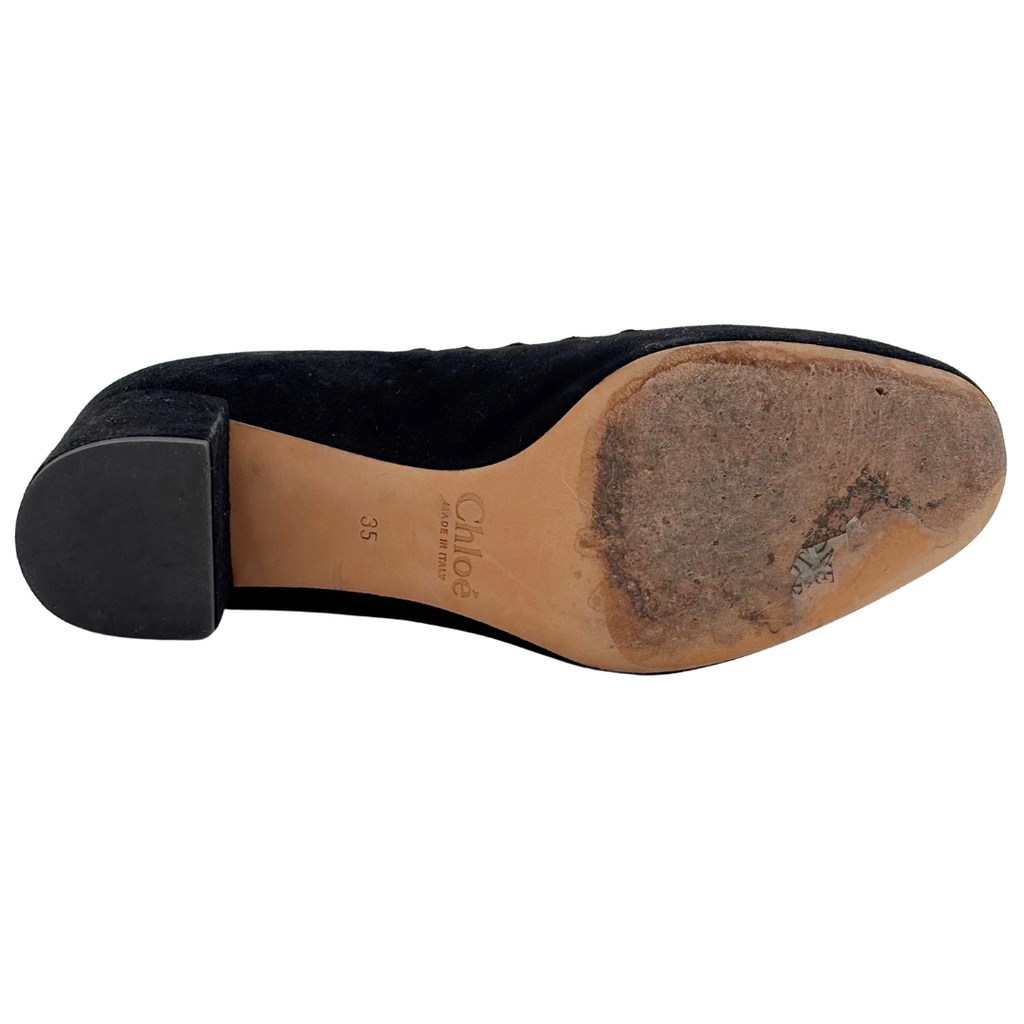 Chloe Black Suede Scalloped Pump, 36