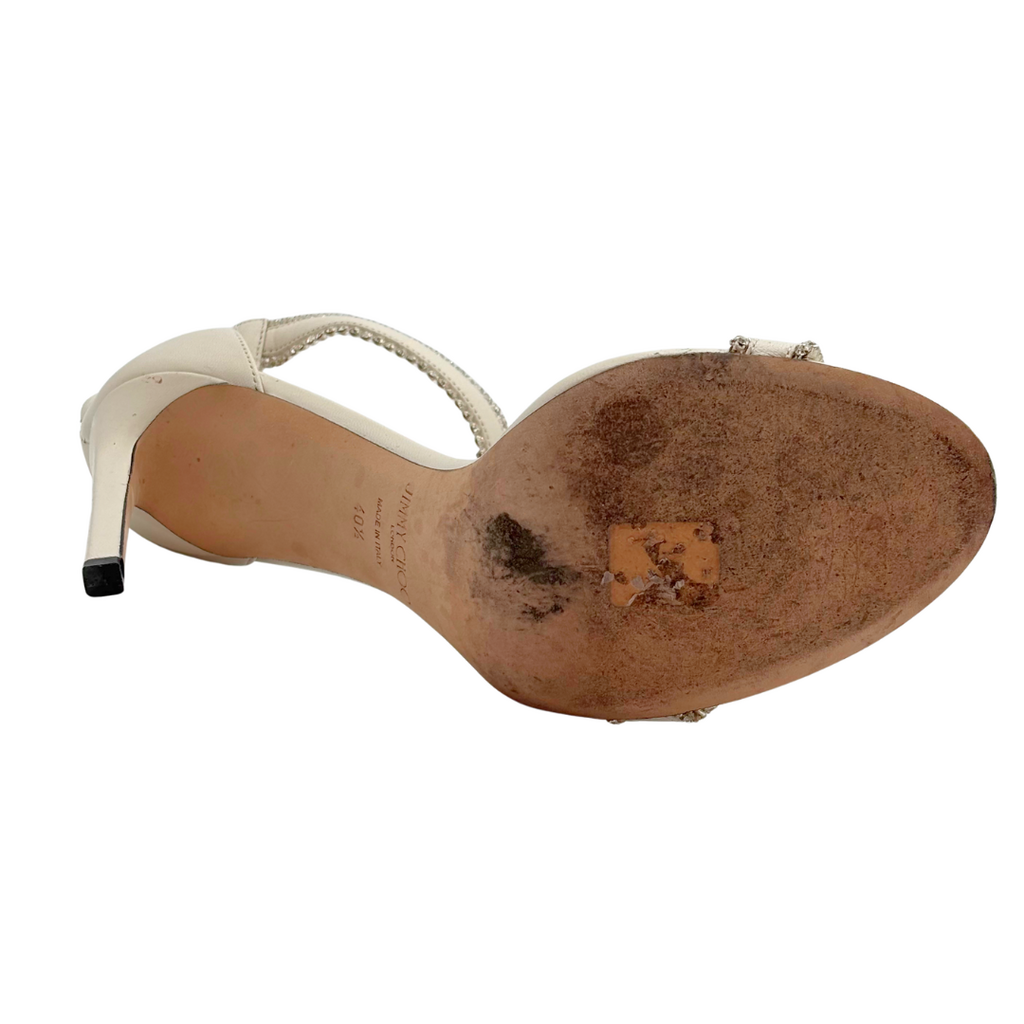 Jimmy Choo Cream Crystal Strap Heel, 40.5