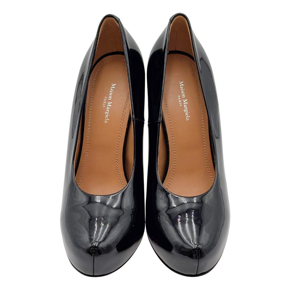 Maison Margiela Black Patent Sculptural Pumps, 37.5