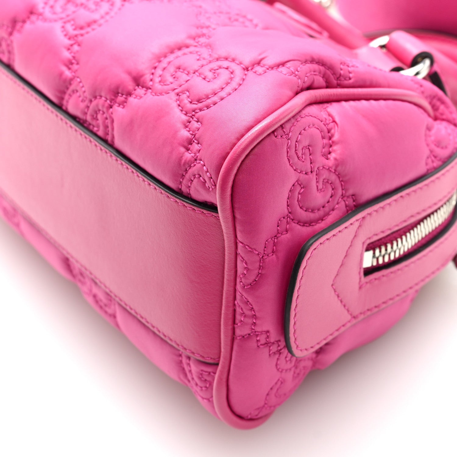 Nylon Calfskin Enamel GG Matelasse Mini Bowler Bag Lovely