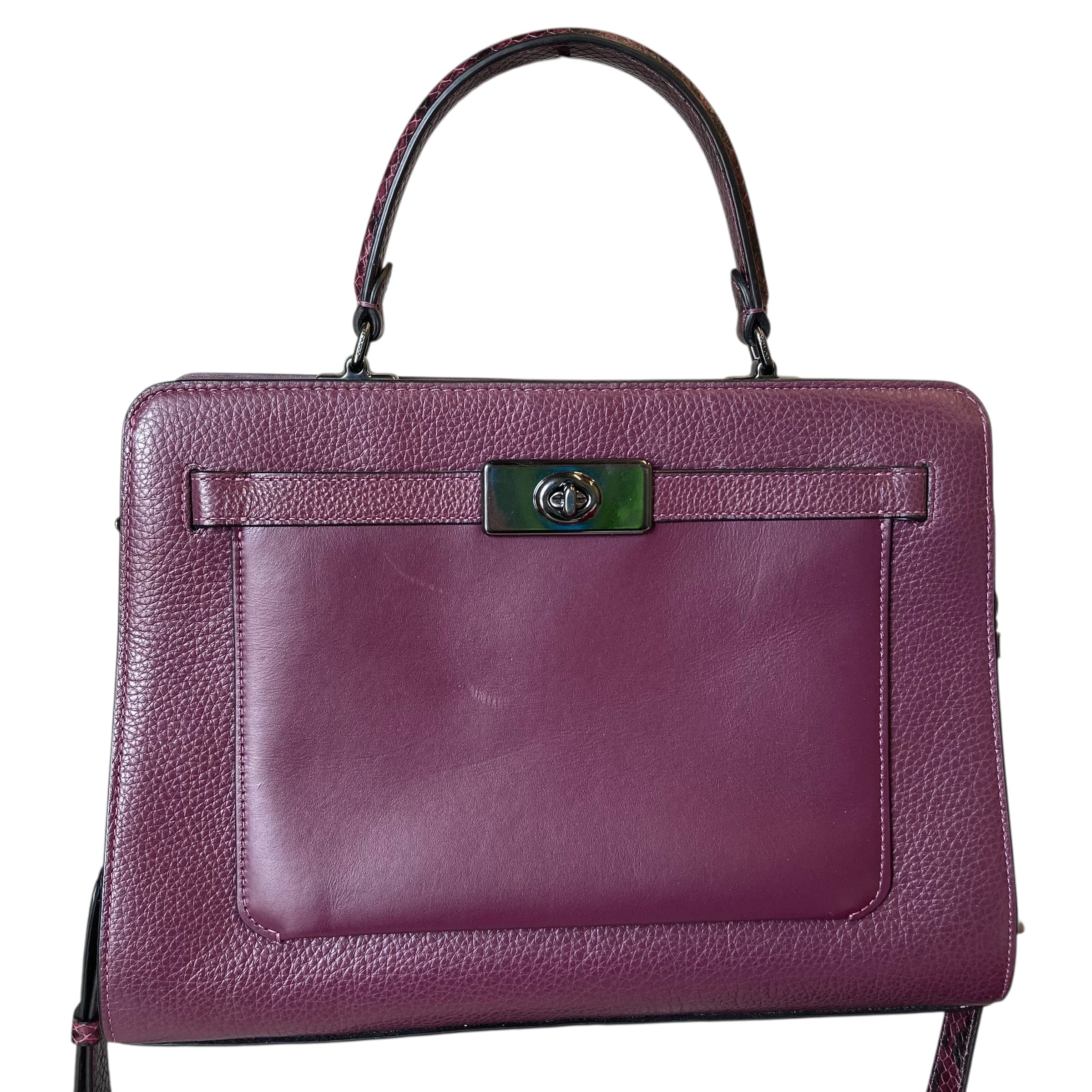 Handbag Designer By Coach In Purple, Size:Medium