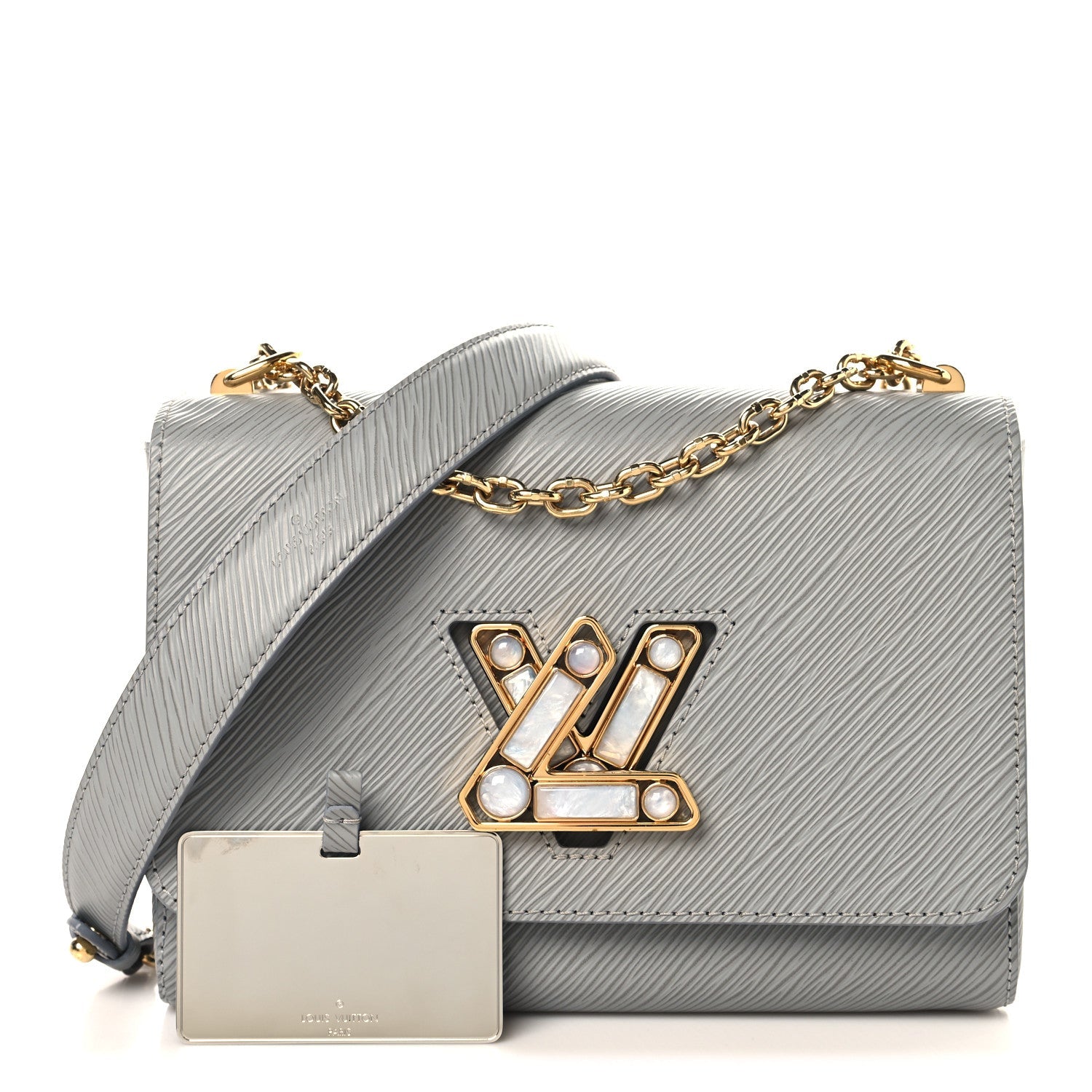 Epi Moonstone Twist Shoulder Bag MM Grey