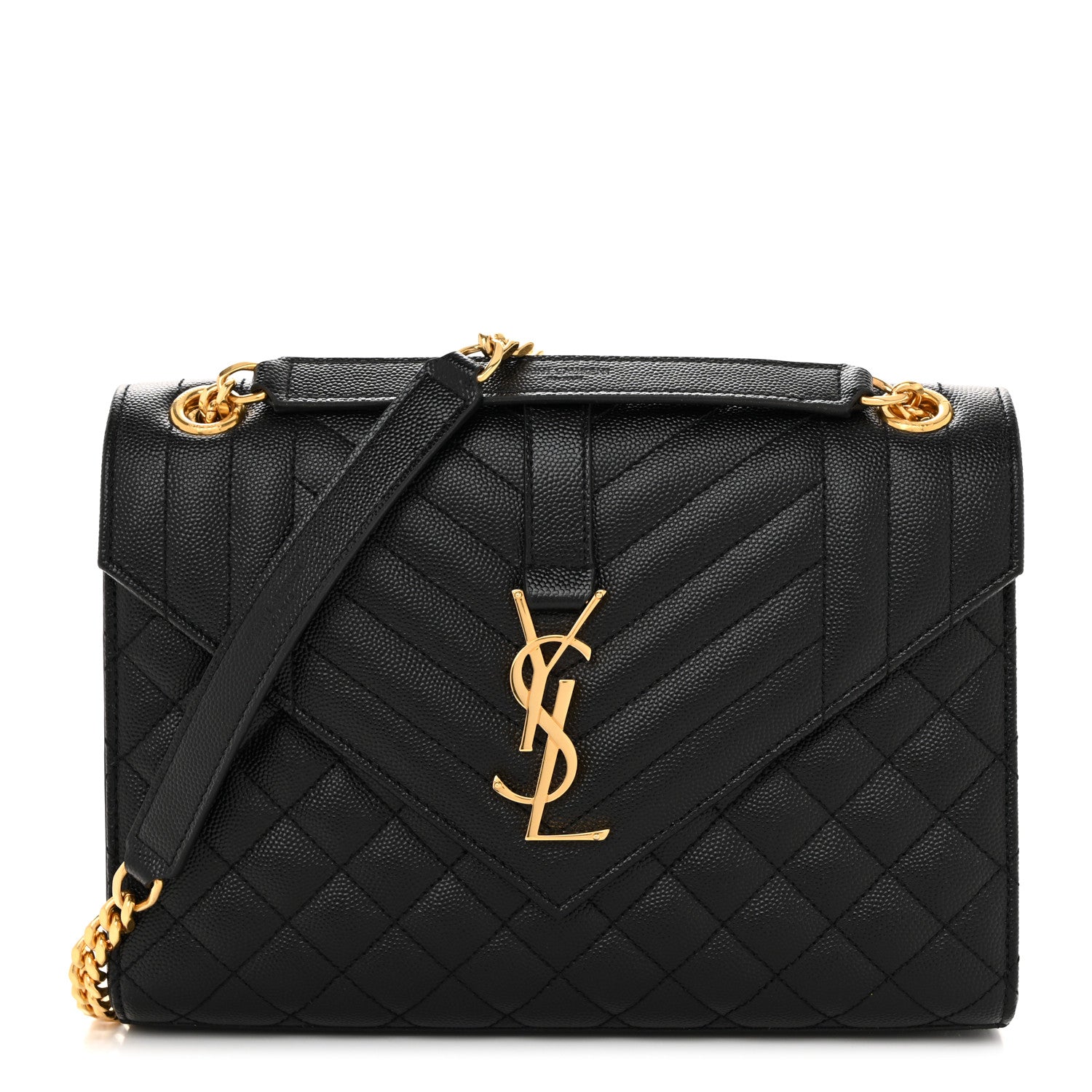 Grain De Poudre Textured Mixed Matelasse Triquilt Medium Monogram Satchel Black