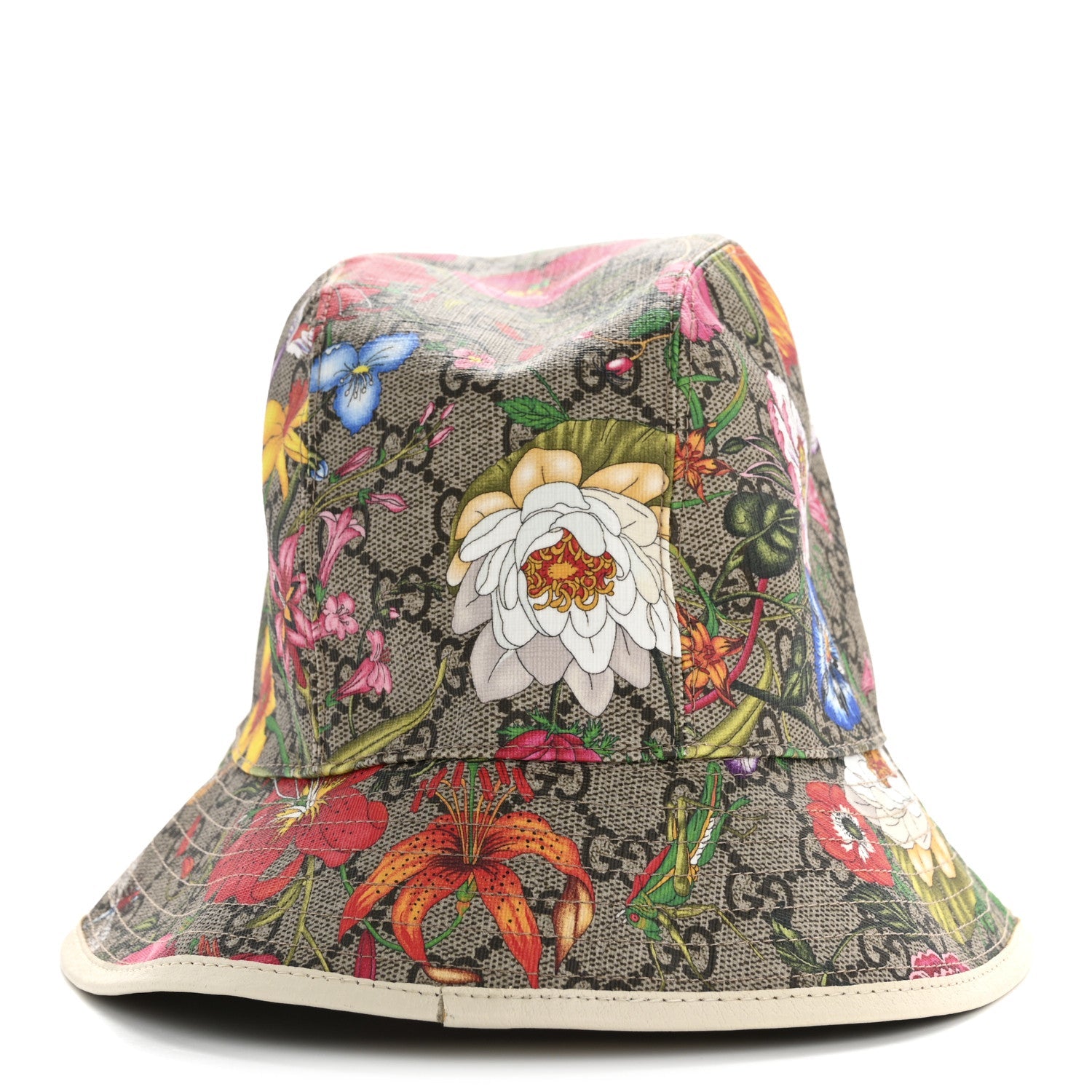 GG Supreme Monogram Flora Fedora Hat L White
