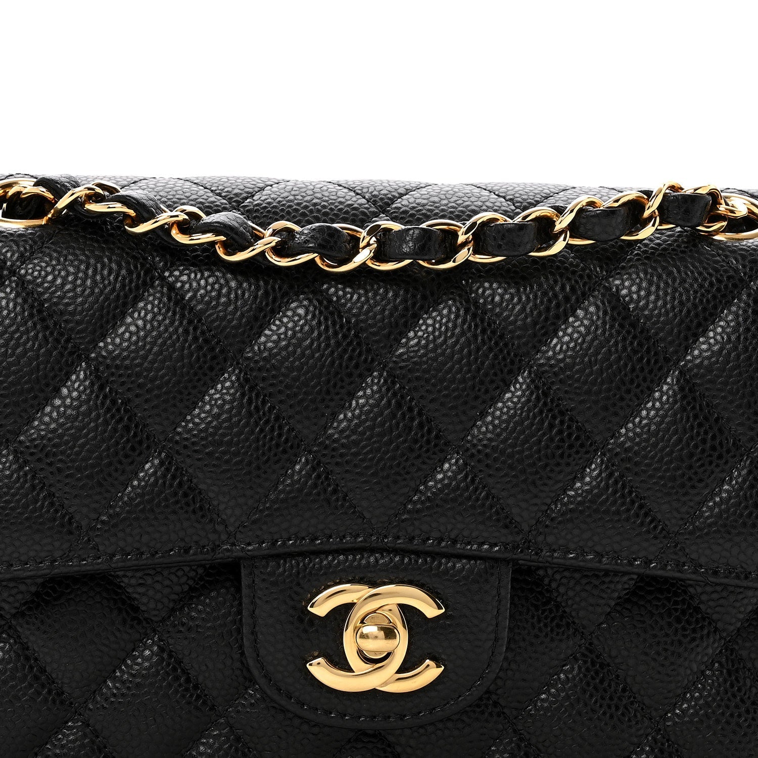 Caviar Quilted Small Double Flap Black