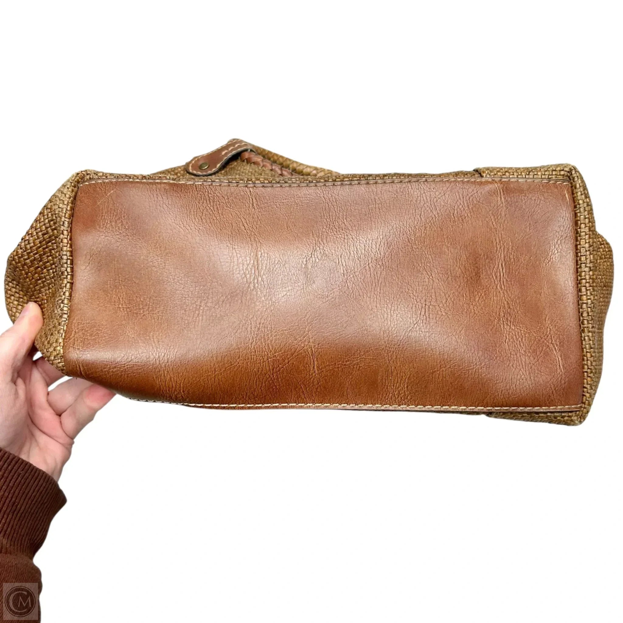 Handbag Leather By Fossil, Size: Medium