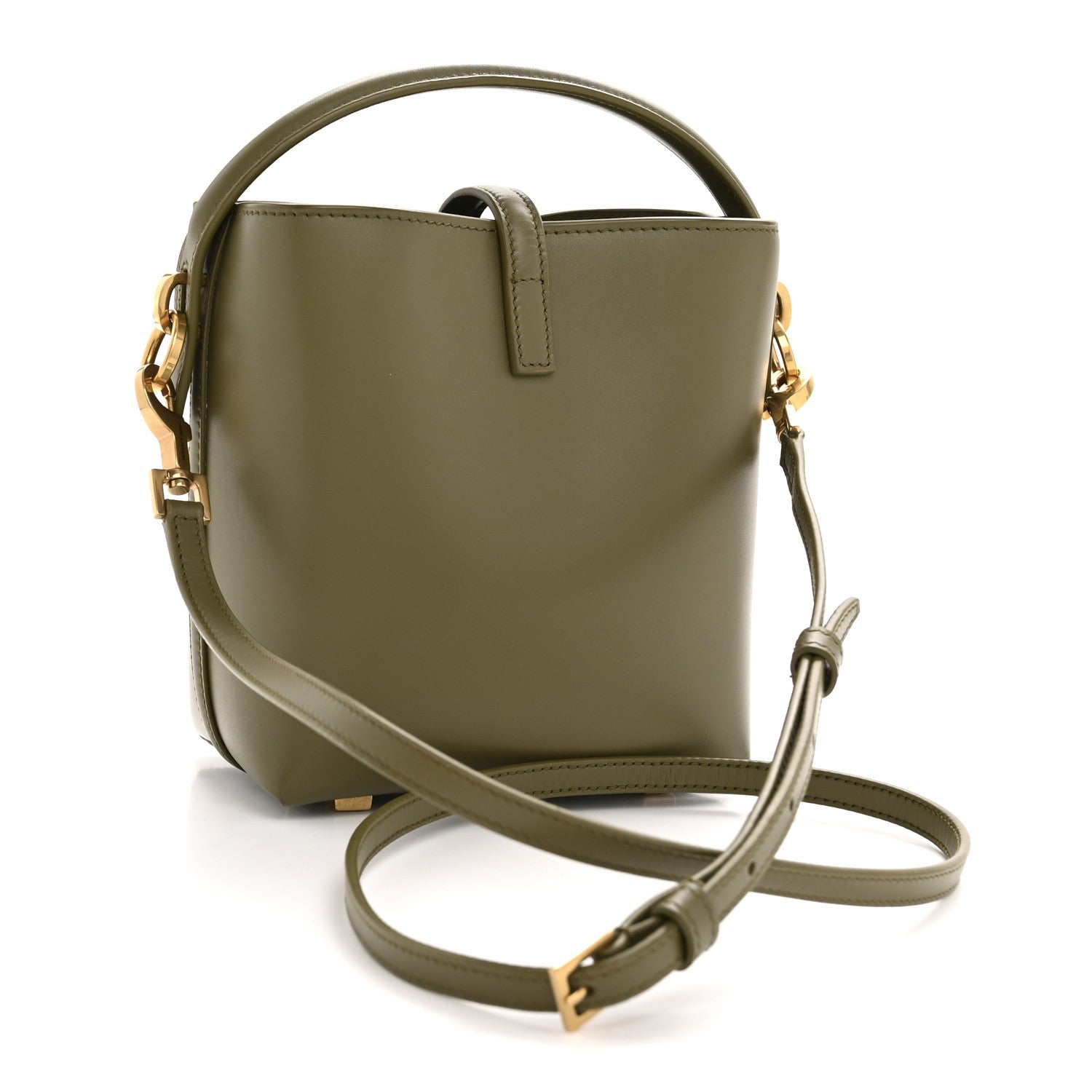 Shiny Calfskin Le 37 Mini Bucket Bag Strong Moss