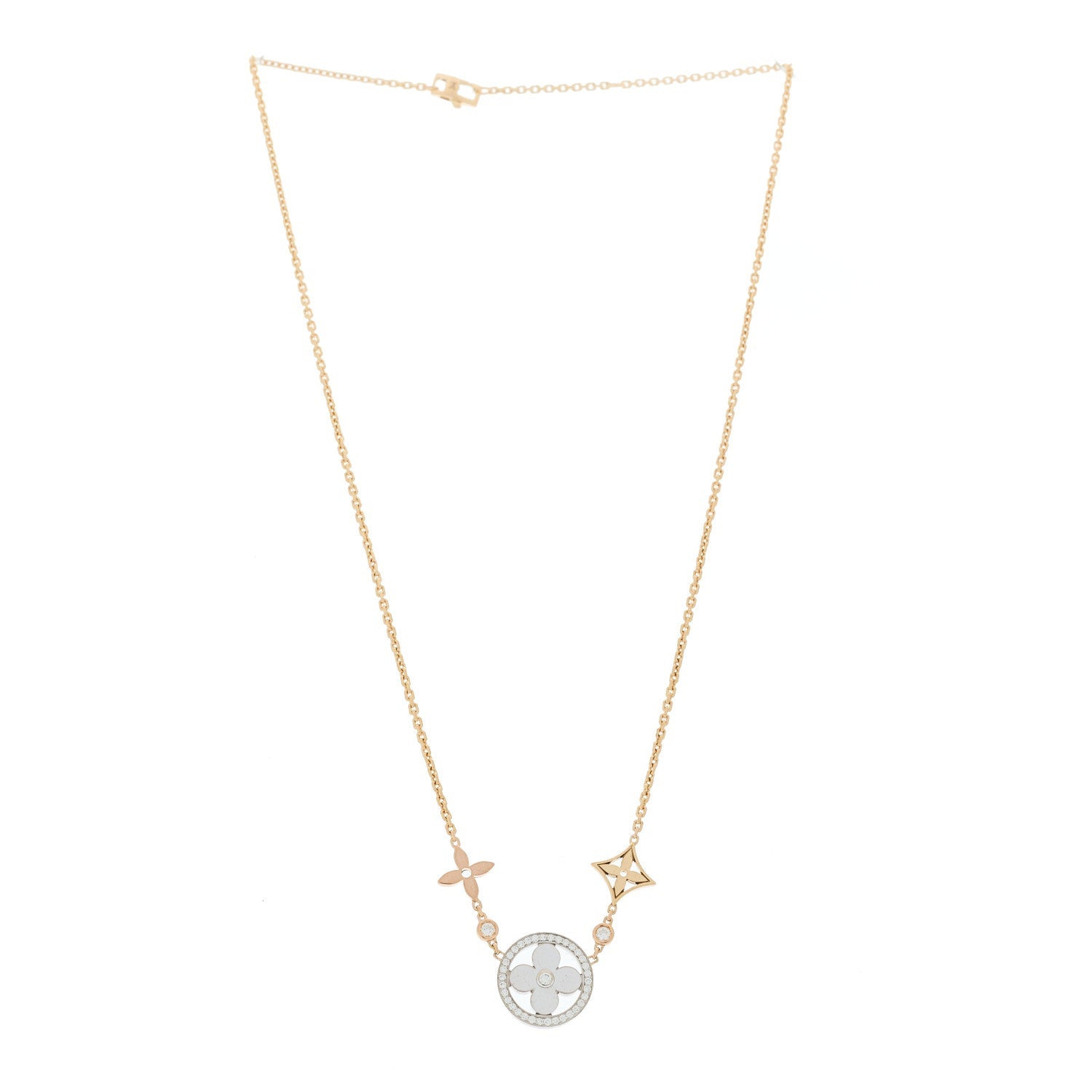 18K Yellow White Rose Gold Diamond Idylle Blossom XL Pendant Necklace
