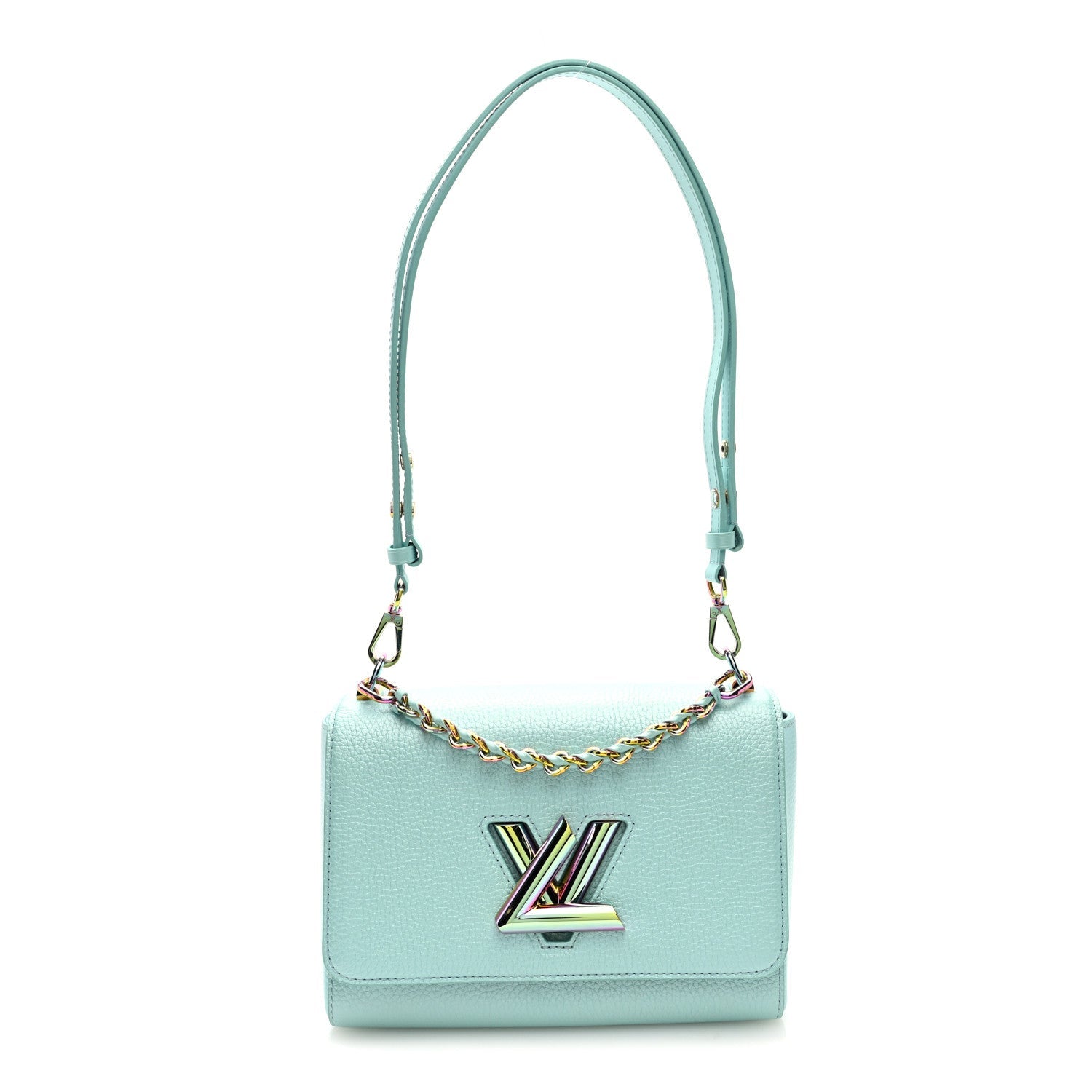 Iridescent Grained Calfskin Summer Splash Twist MM Blue