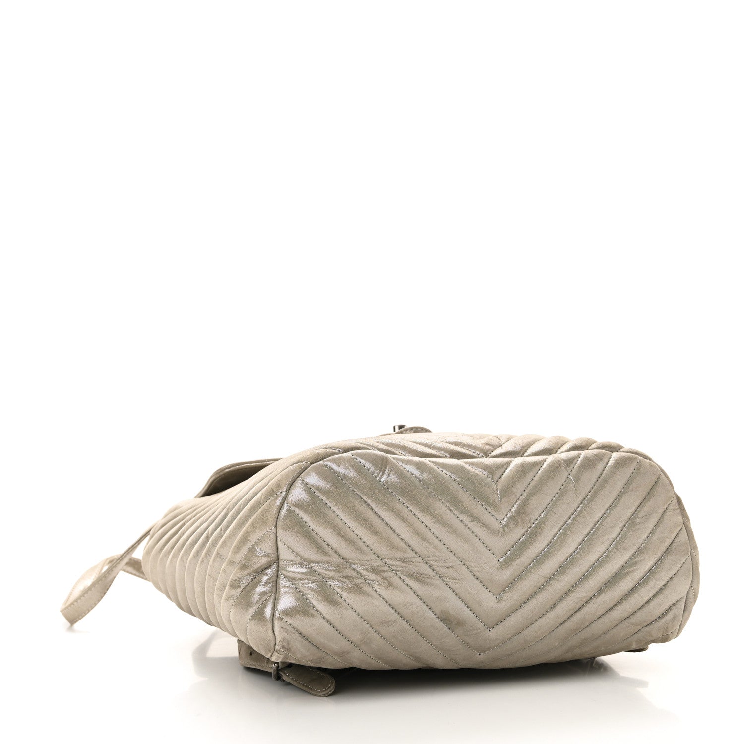 Iridescent Calfskin Chevron Quilted Large Urban Spirit Backpack Silver