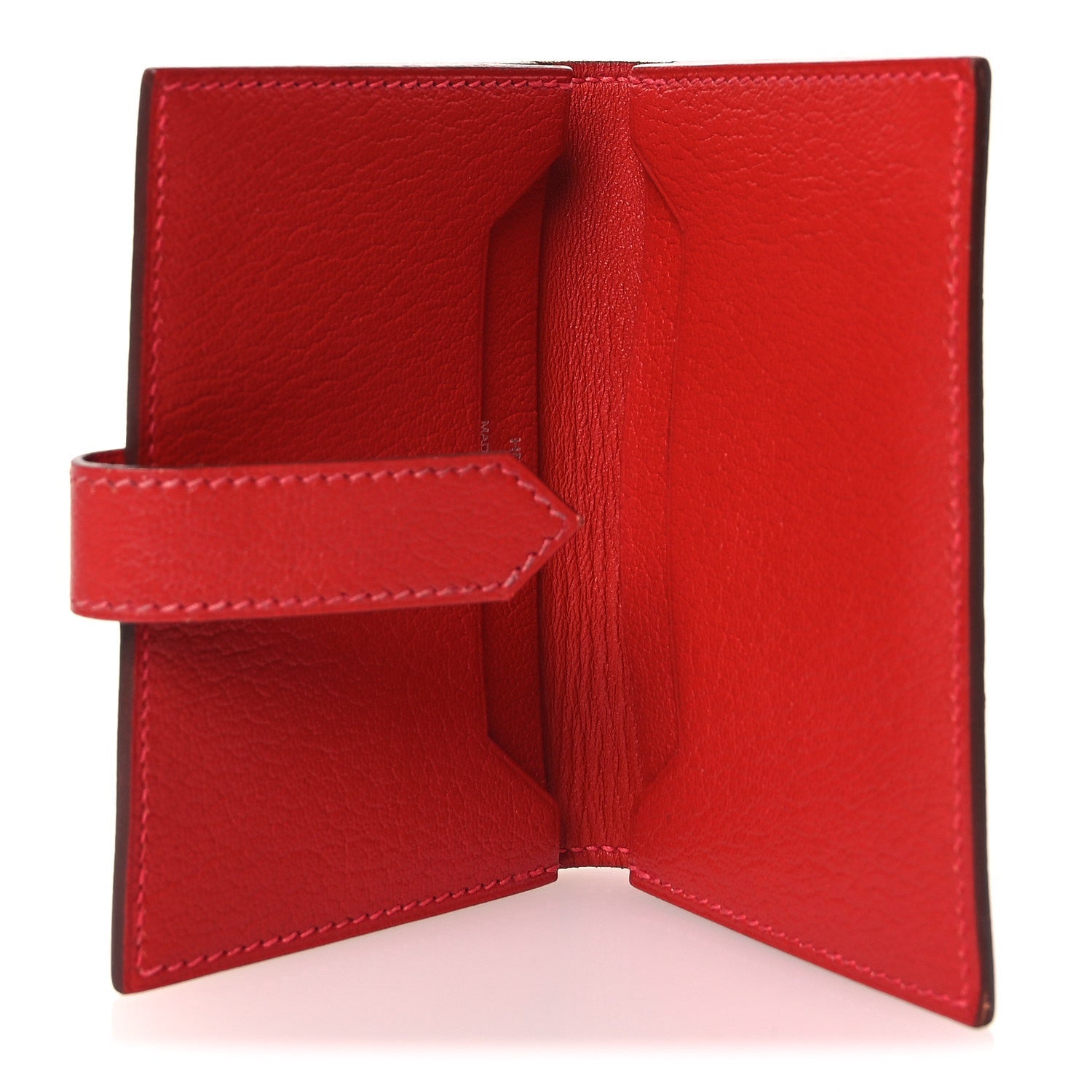 Chevre Mysore Bearn Card Holder Wallet Rouge Casaque