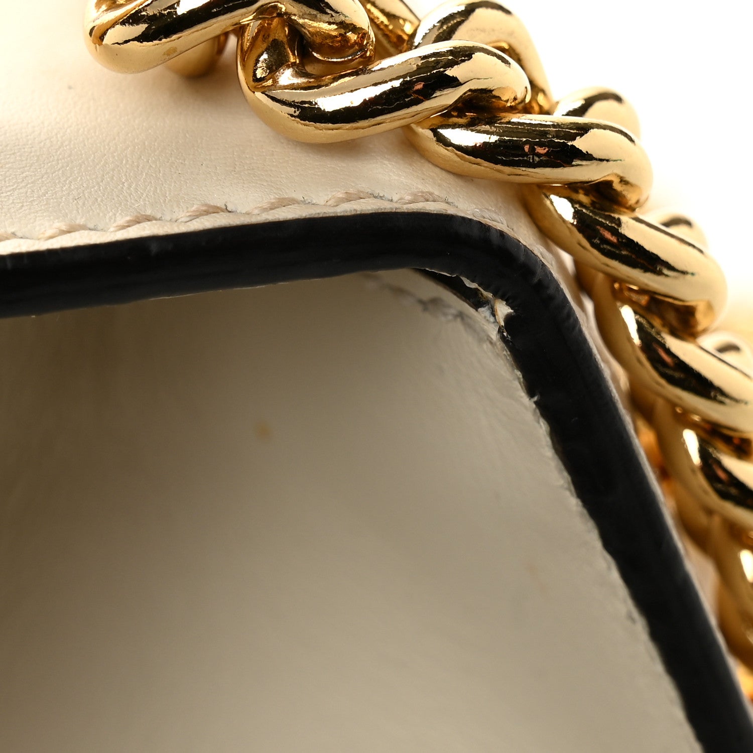 Calfskin Studded Small Padlock Shoulder Bag White