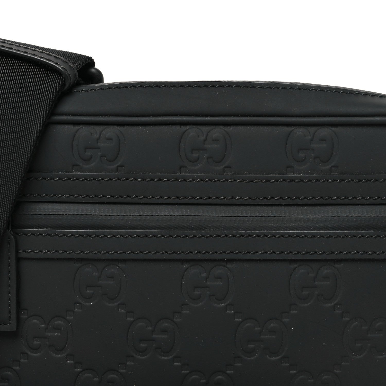 Rubber Effect Monogram GG Crossbody Bag Black