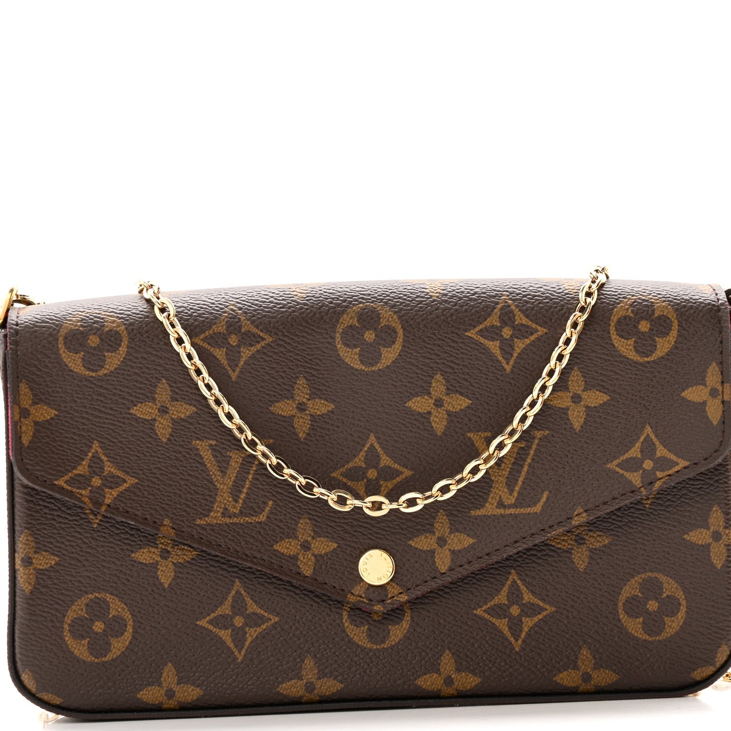 Monogram Pochette Felicie Chain Wallet Fuchsia