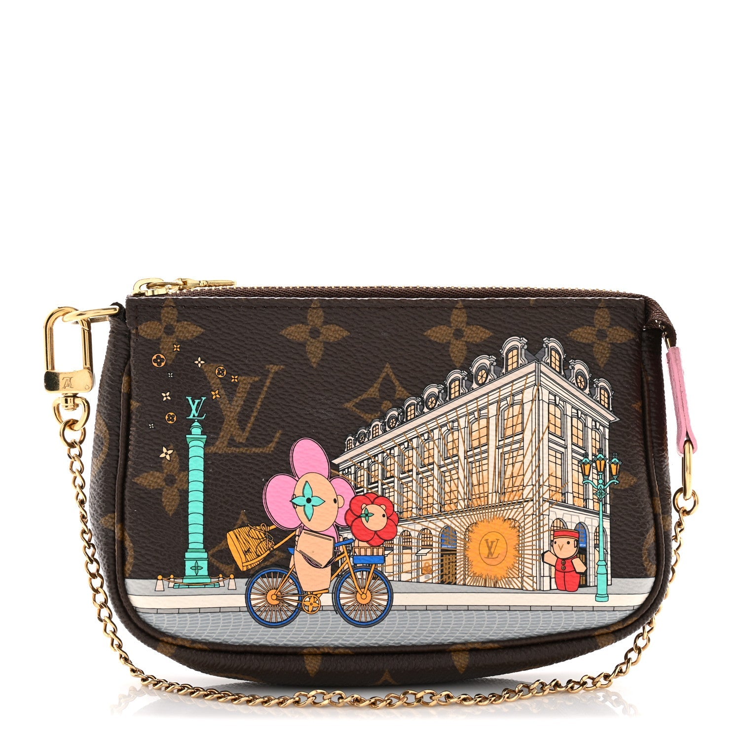 Monogram 2022 Christmas Animation Paris Mini Pochette Accessories Pink