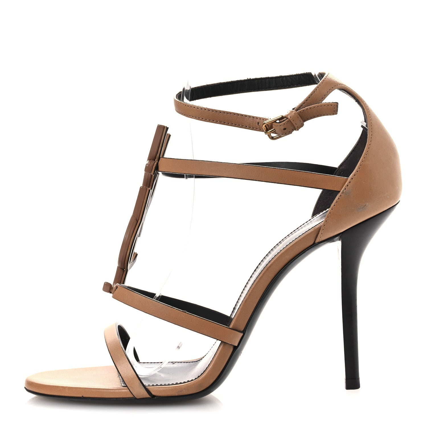 Calfskin Cassandra 100 Sandals 38.5 Gold Brown
