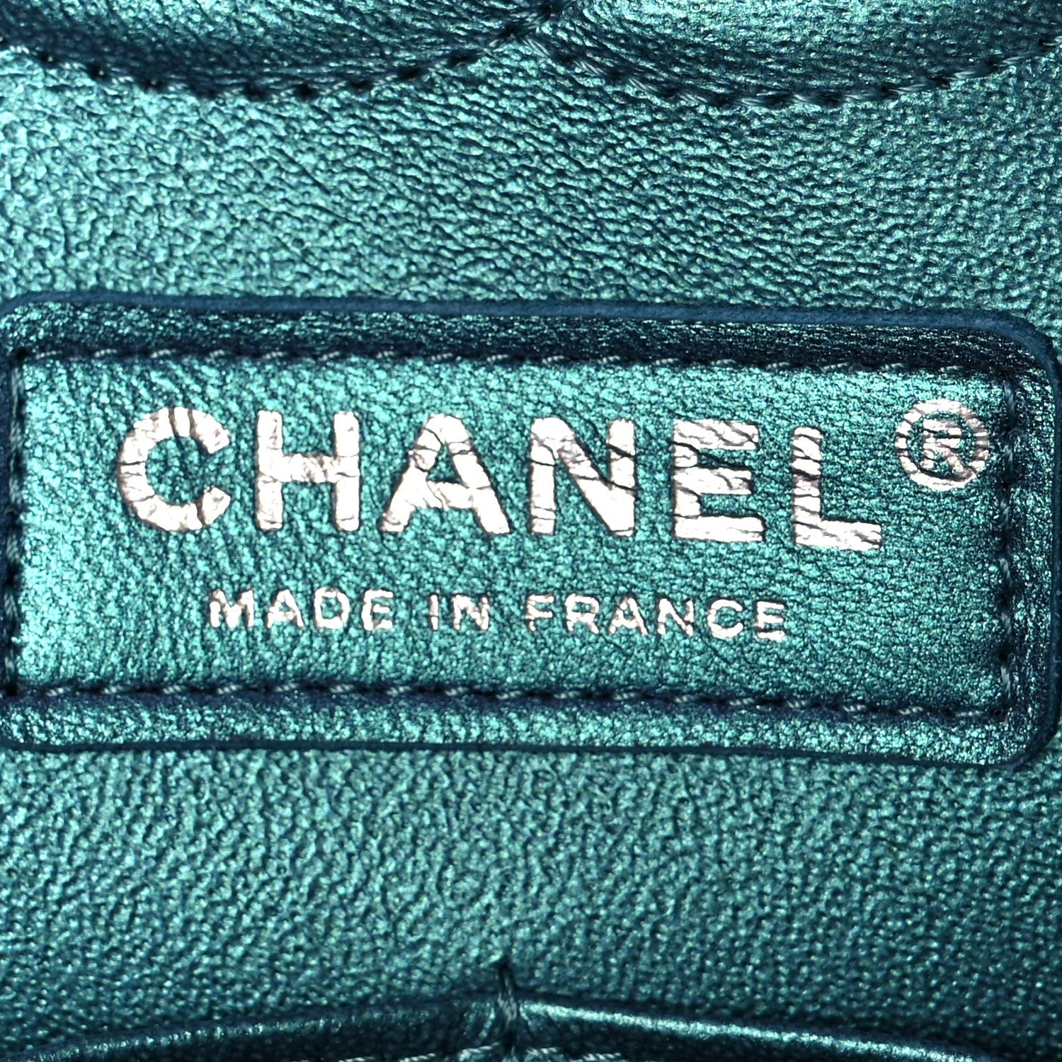 Metallic Lambskin Quilted Medium Double Flap Turquoise