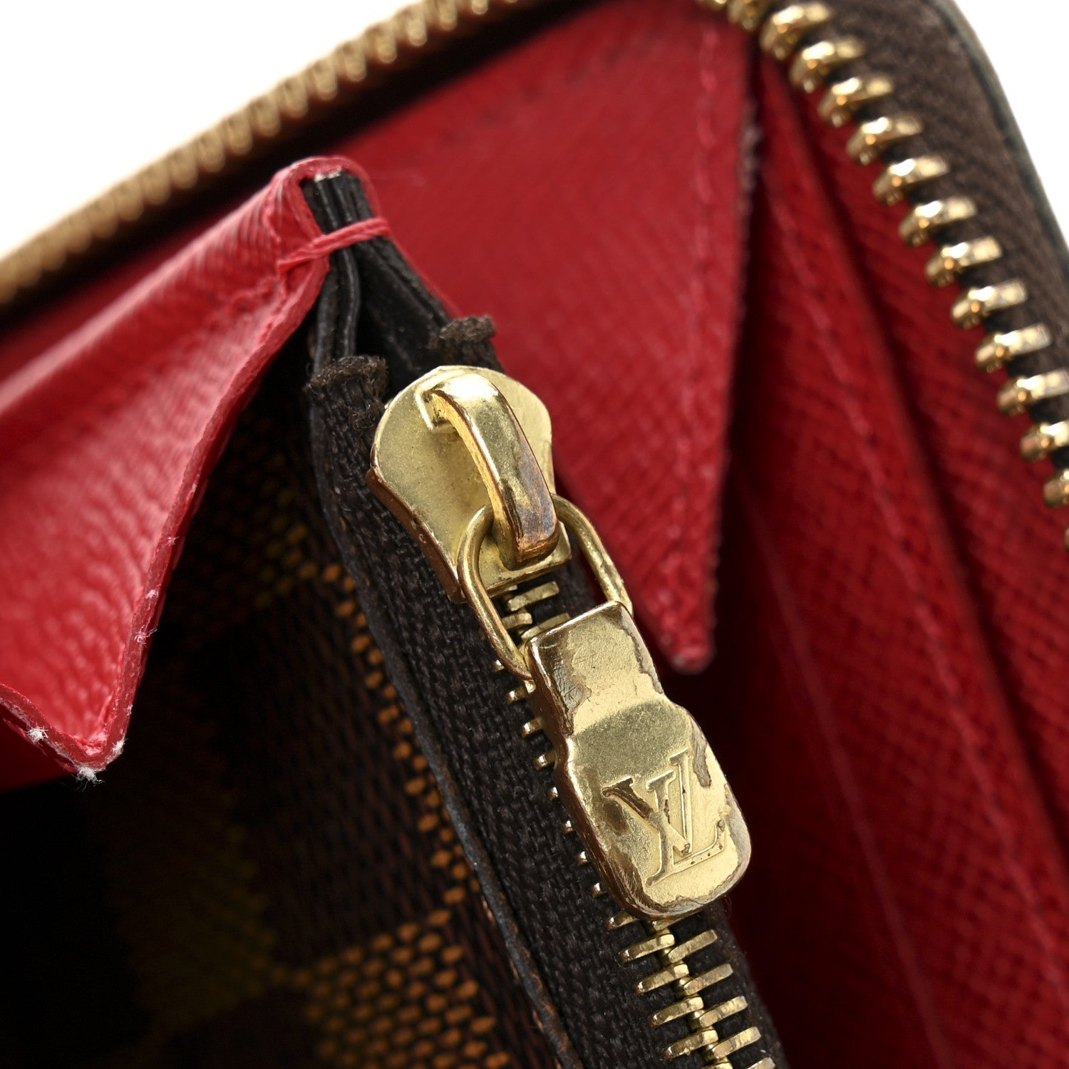 Damier Ebene Clemence Wallet Cherry