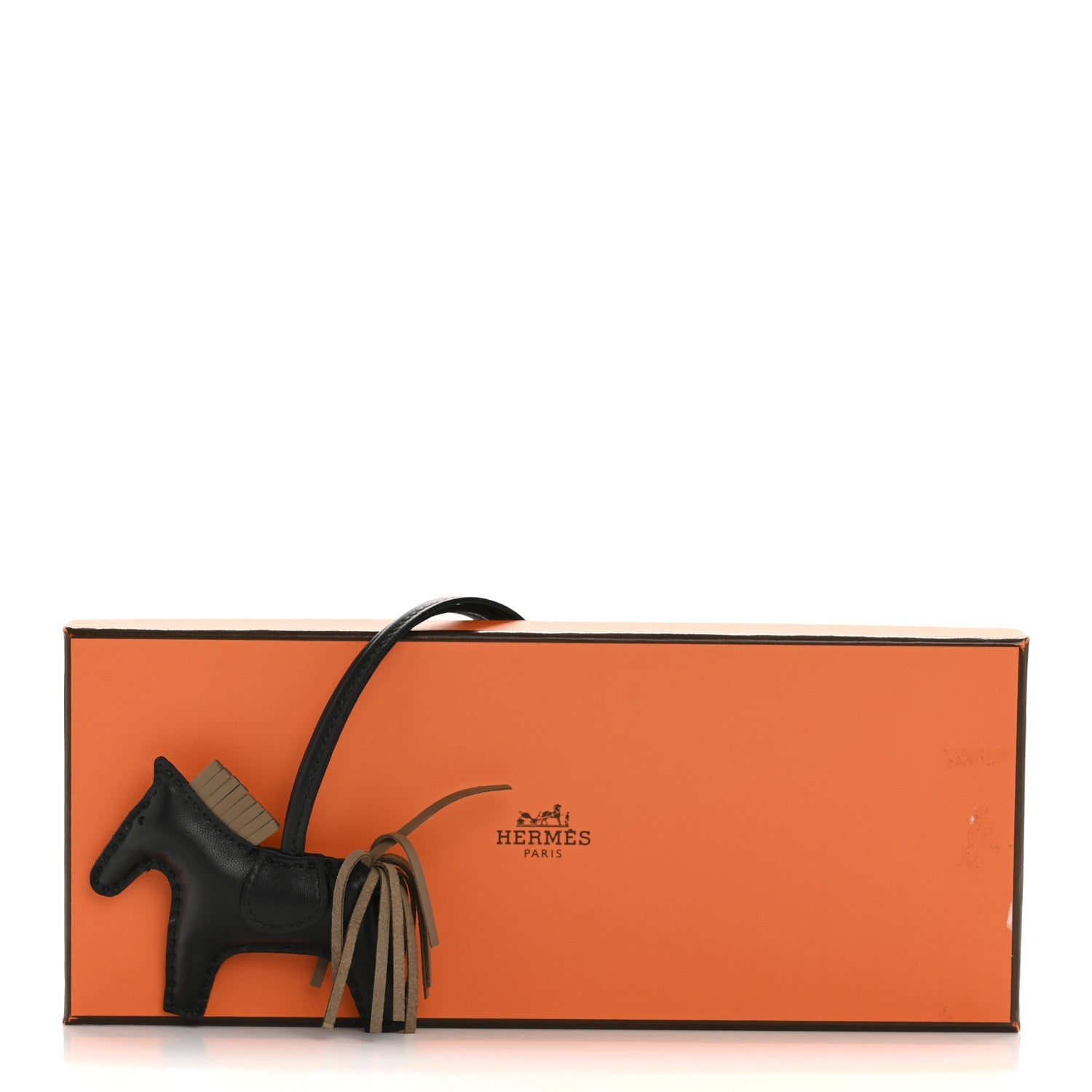 Milo Lambskin Grigri Rodeo Horse Bag Charm PM Black Etoupe