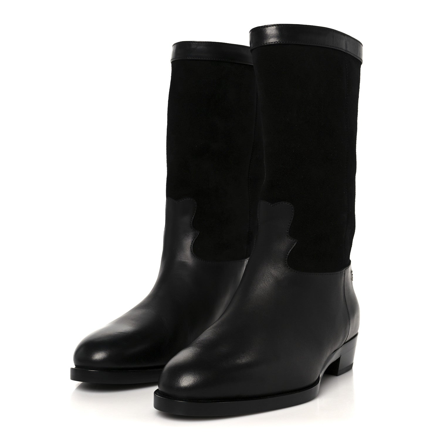 Suede Calfskin CC Short Boots 37.5 Black
