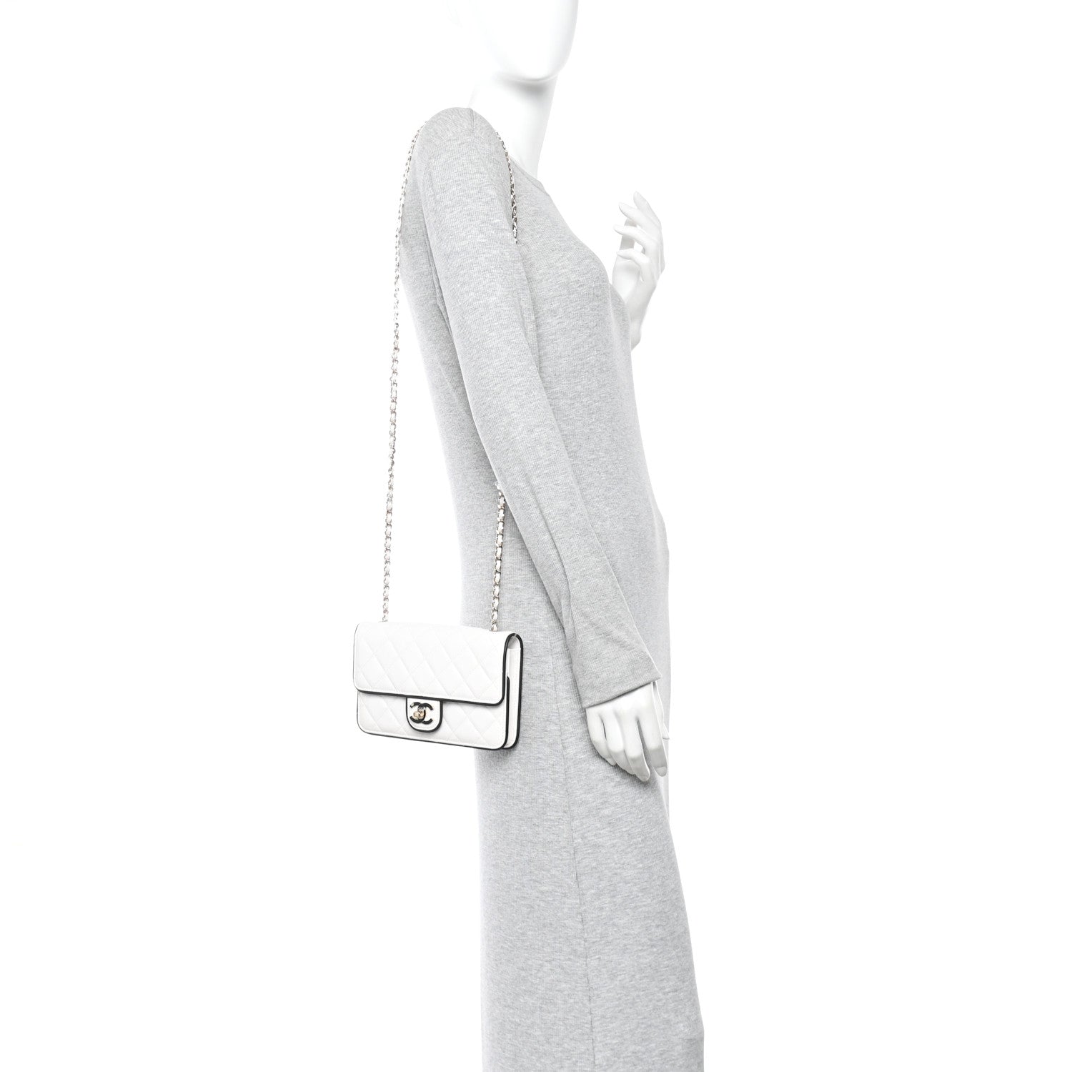 Lambskin Quilted Resin CC Mini Flap Bag White Black