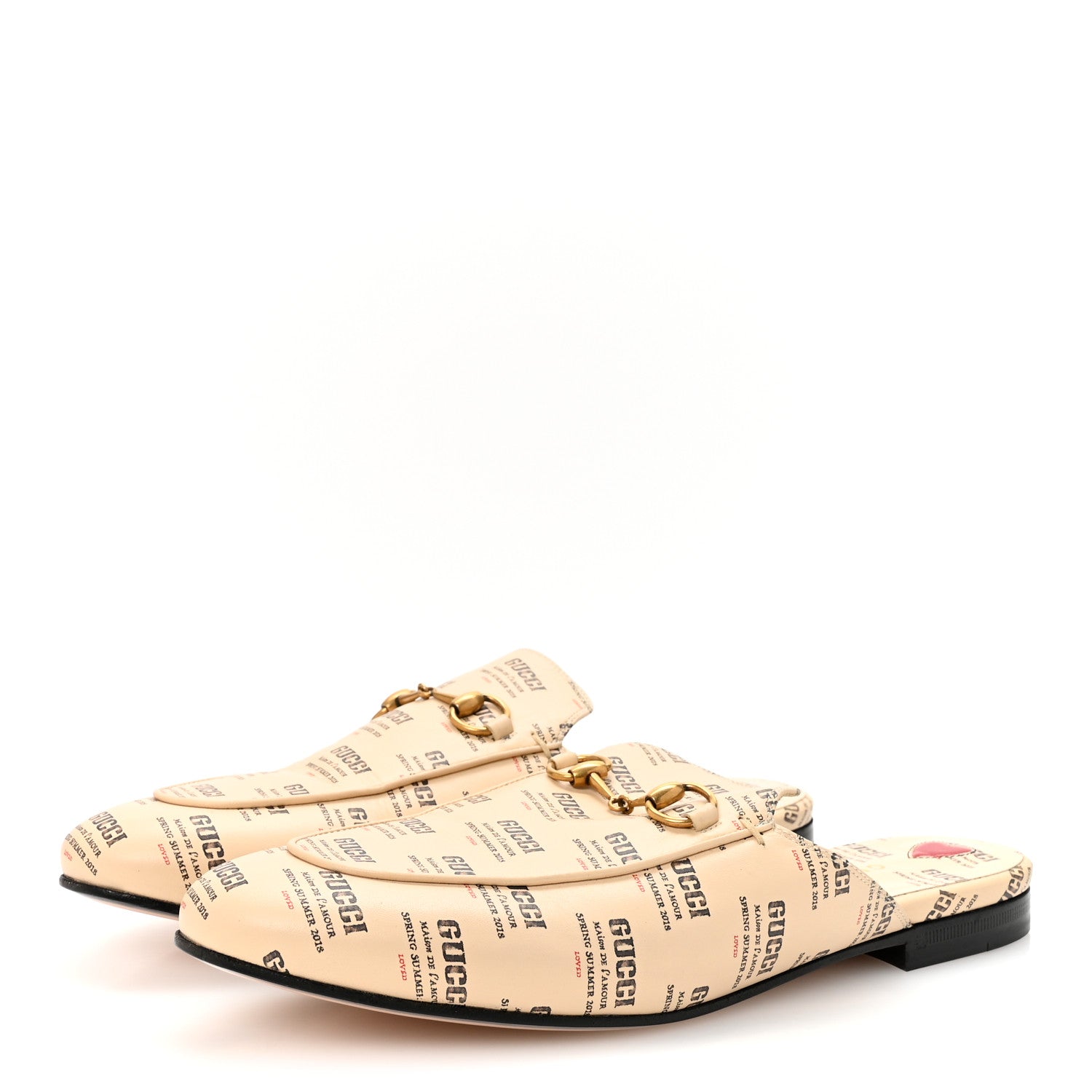 Calfskin Stamp Print Womens Princetown Slippers 40 Soy Black