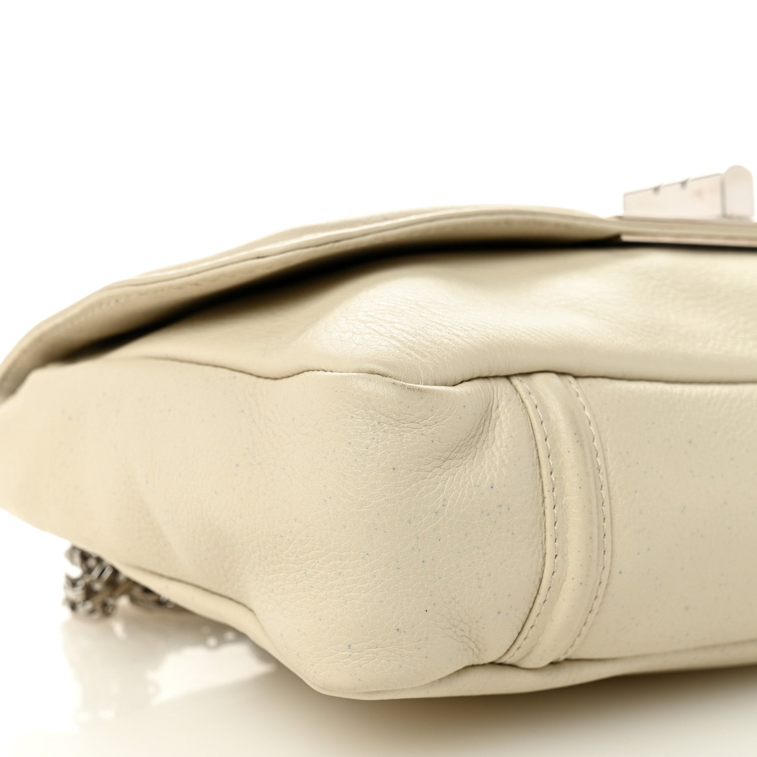 Calfskin Mademoiselle Lock Bijoux Chain Flap White