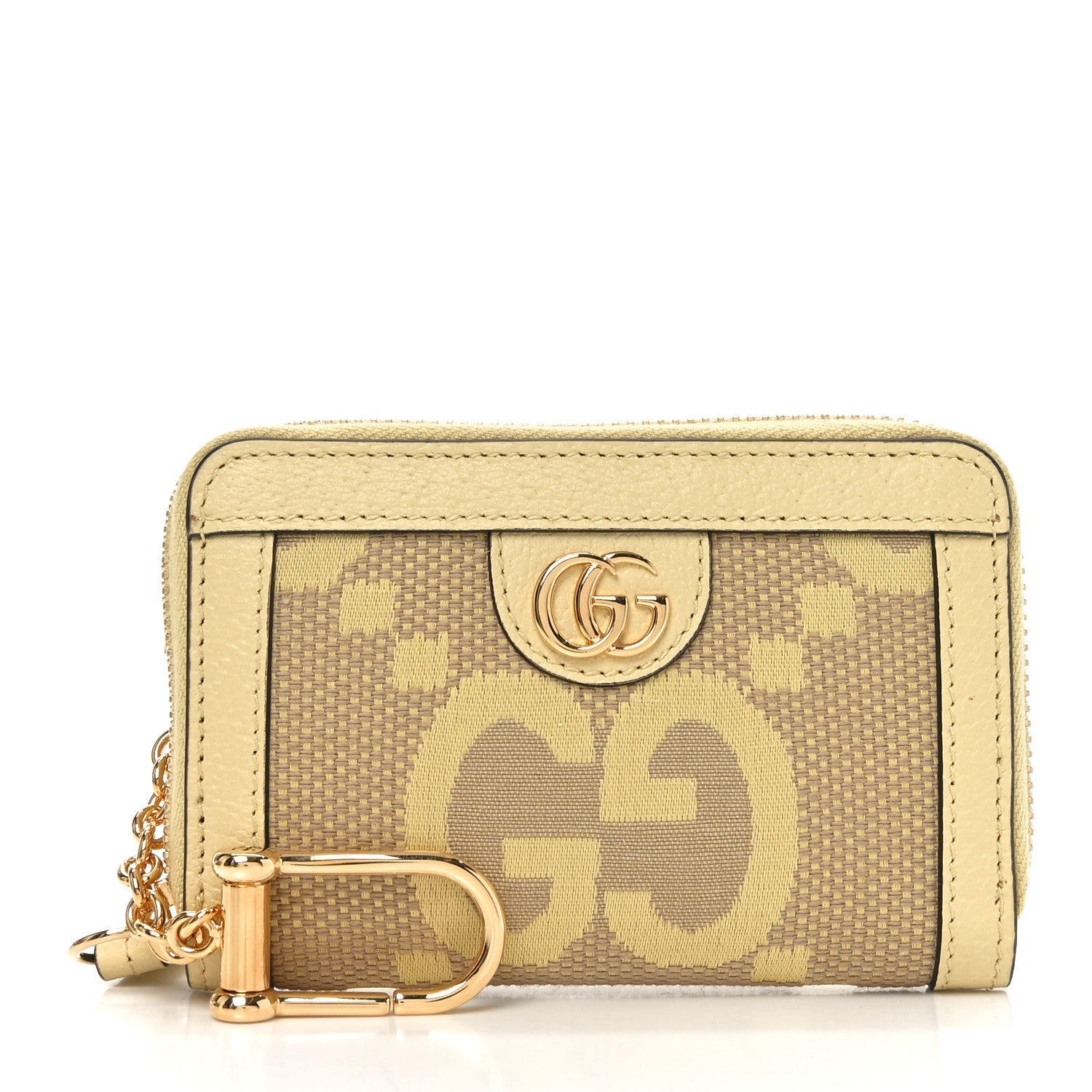Monogram Jumbo GG Textured Dollar Calfskin Ophidia Key Card Case Camel Banana