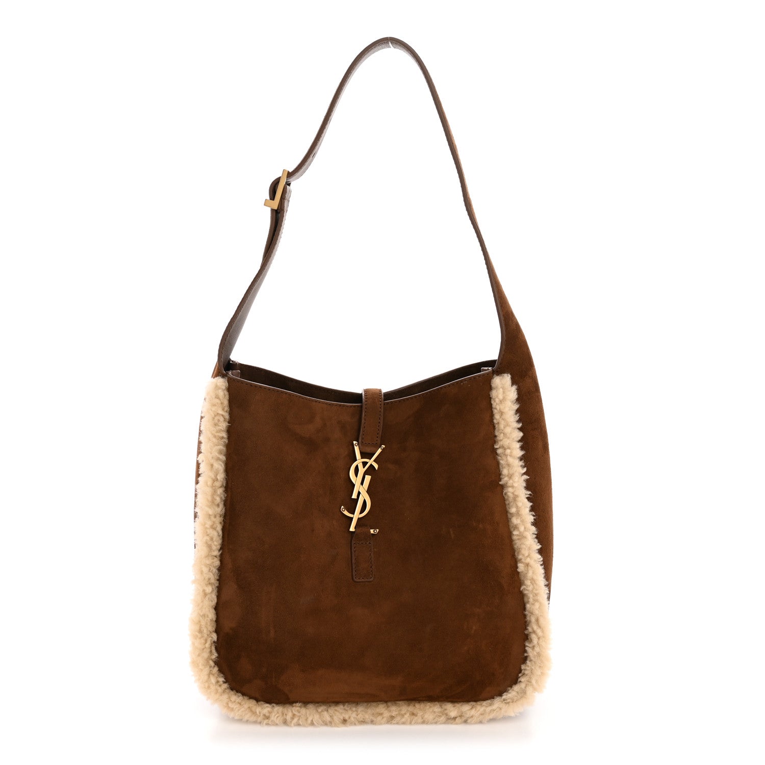 Suede Shearling Small Le 5 A 7 Soft Hobo  Dark Sigaro Natural Beige