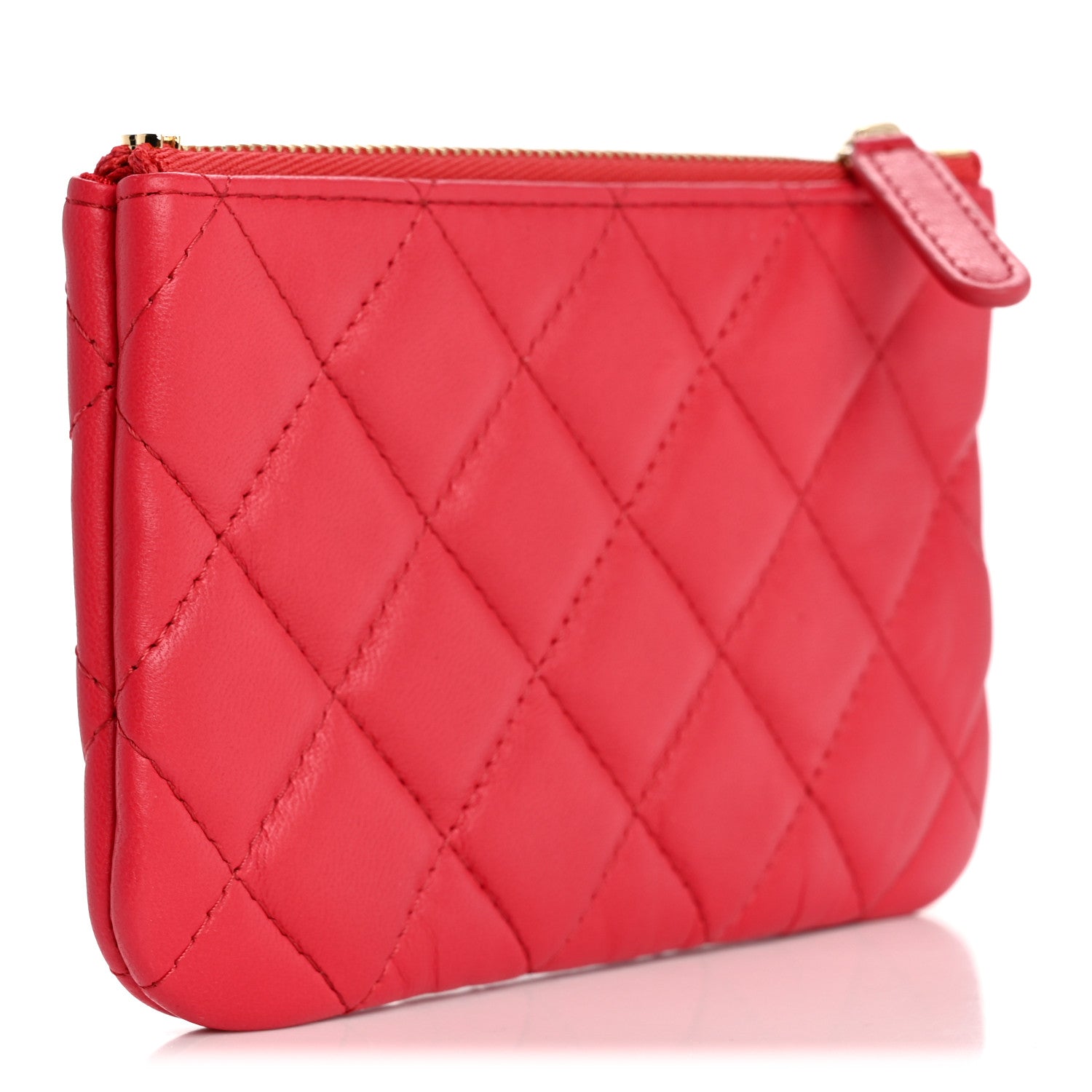 Lambskin Quilted Small Cosmetic Case Dark Pink