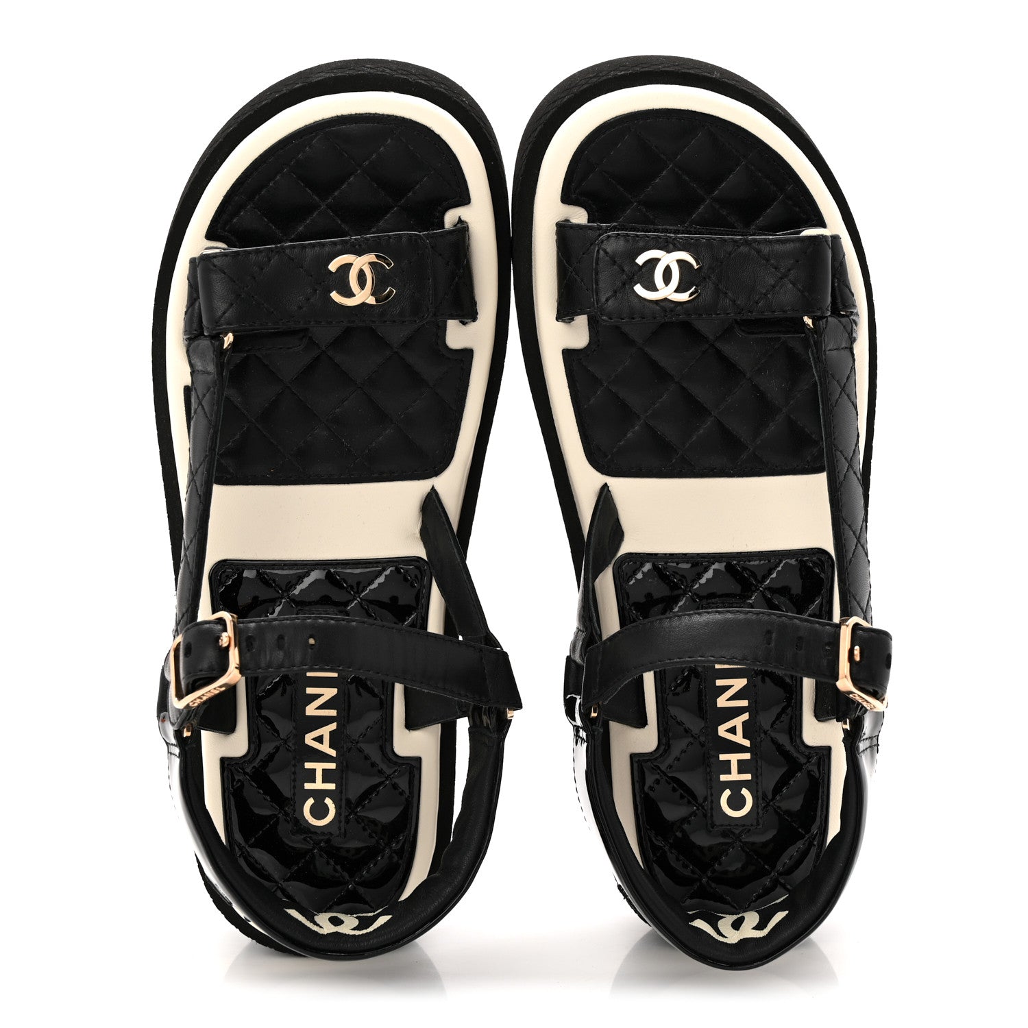 Lambskin Logo Platform Sandals 38 Black White