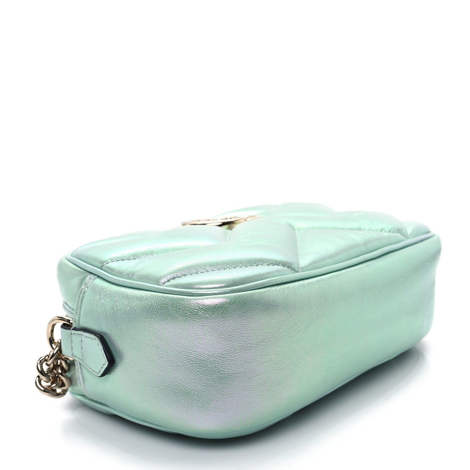 Iridescent Nappa Chevron Matelasse Small GG Marmont Chain Shoulder Bag Iridescent Salvy Green