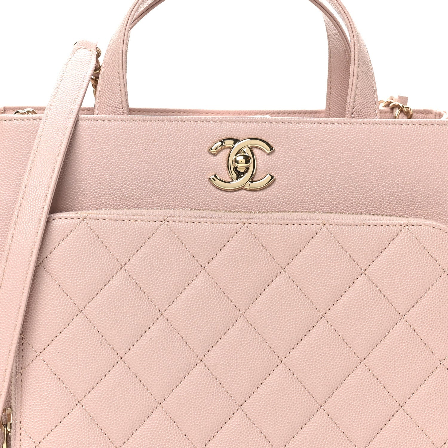 Caviar Quilted Small Business Affinity Shopping Bag Light Pink