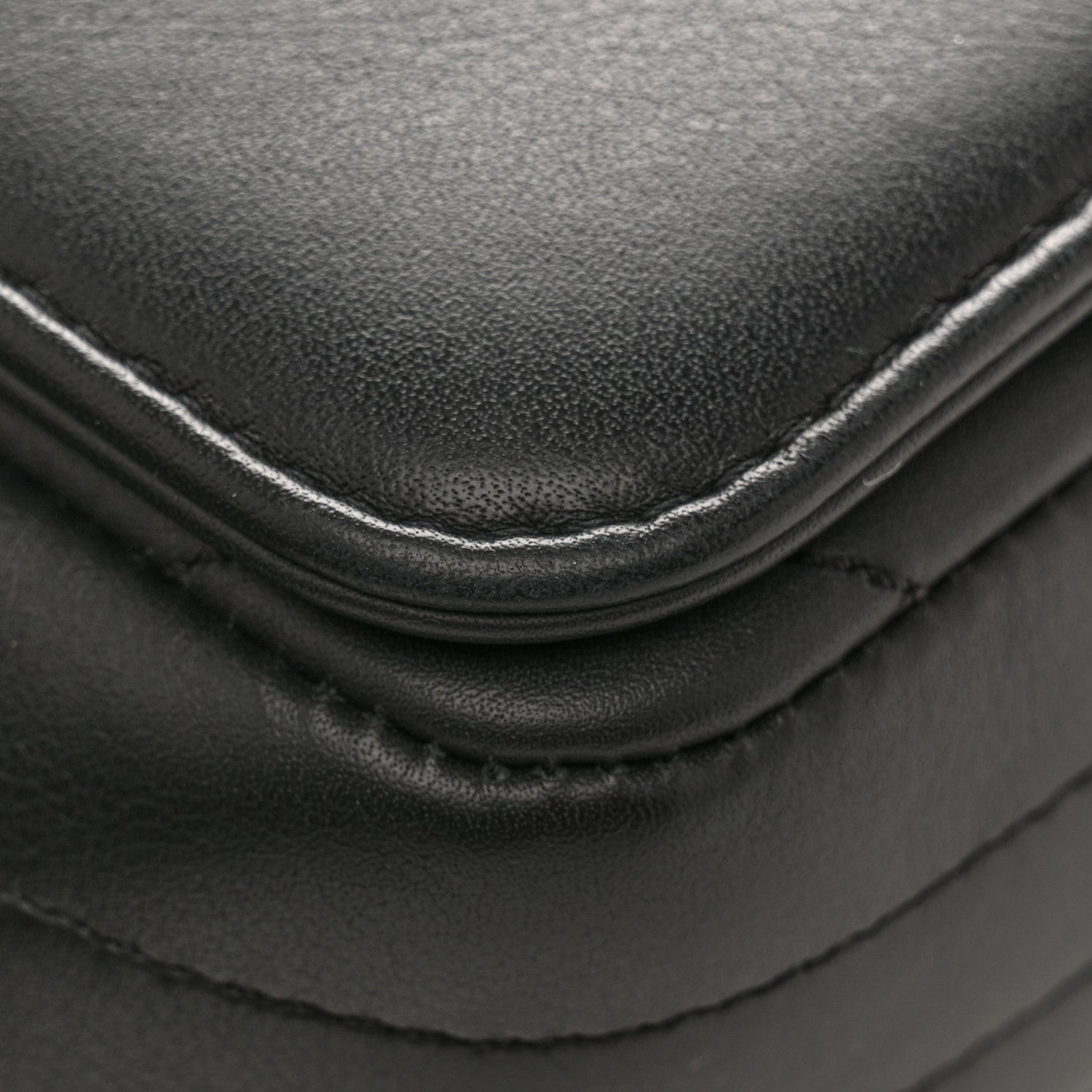 Calfskin Chevron Quilted Small Statement Flap Black