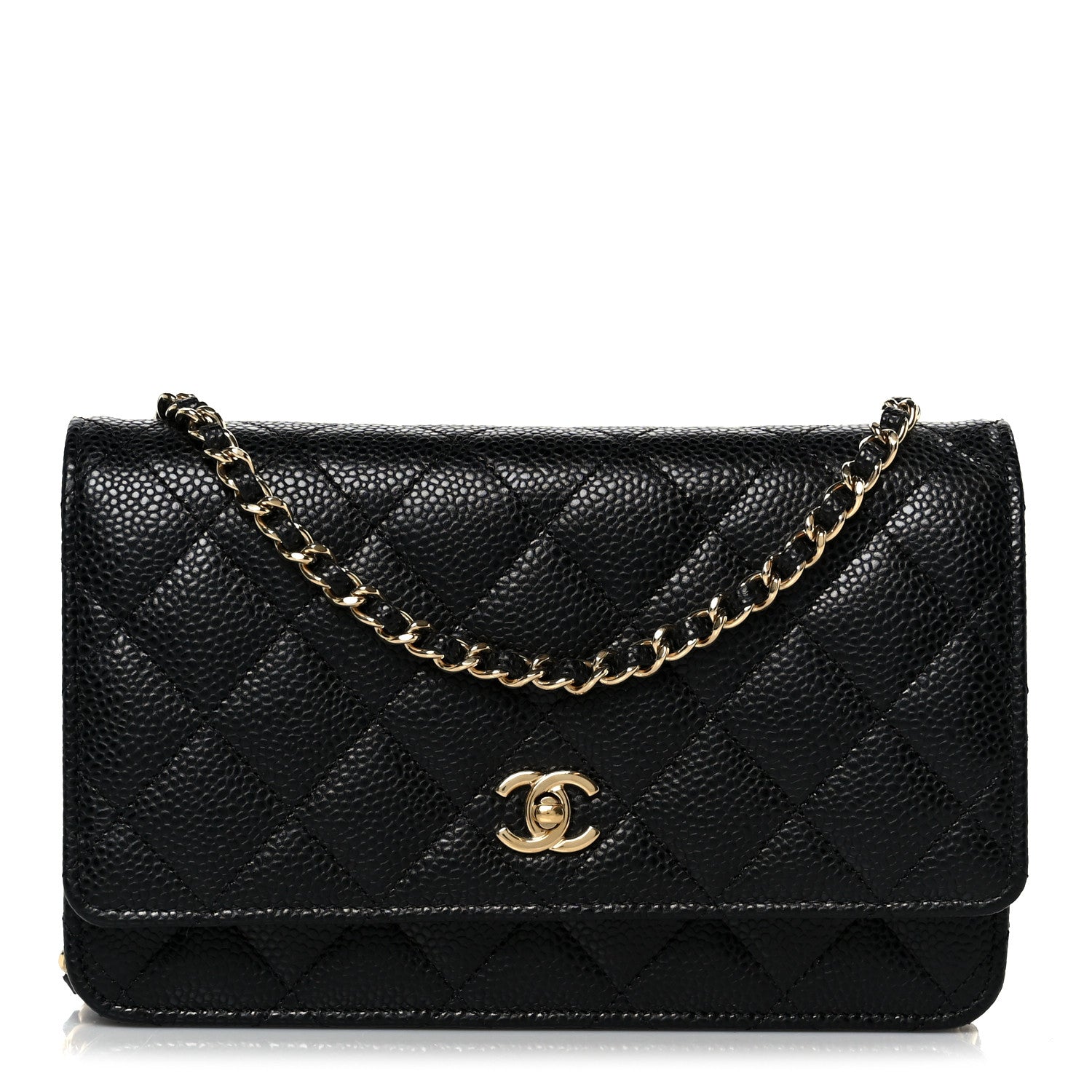 Caviar Quilted CC Turnlock Wallet On Chain WOC Black