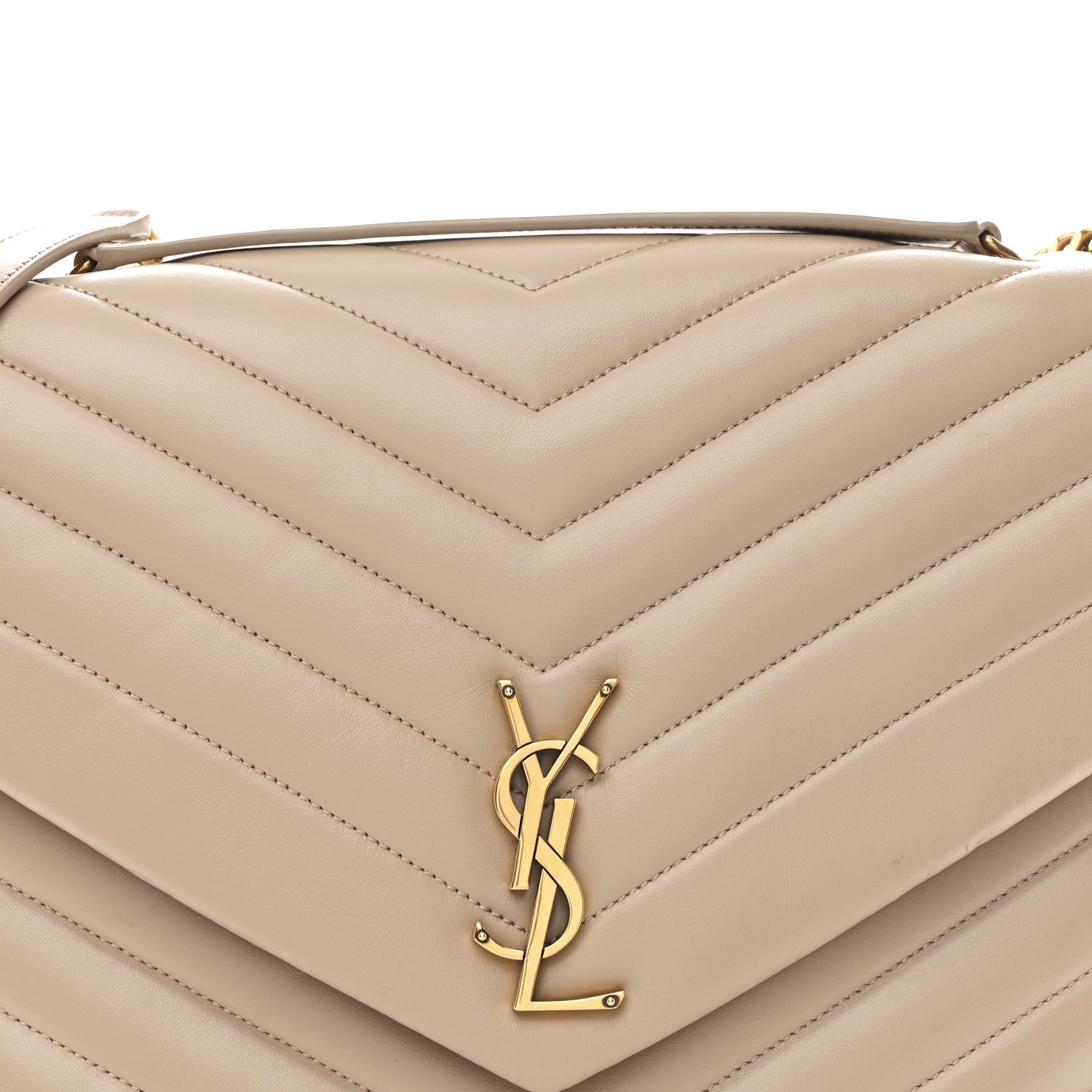 Calfskin Matelasse Large Loulou Monogram Chain Satchel Dark Beige