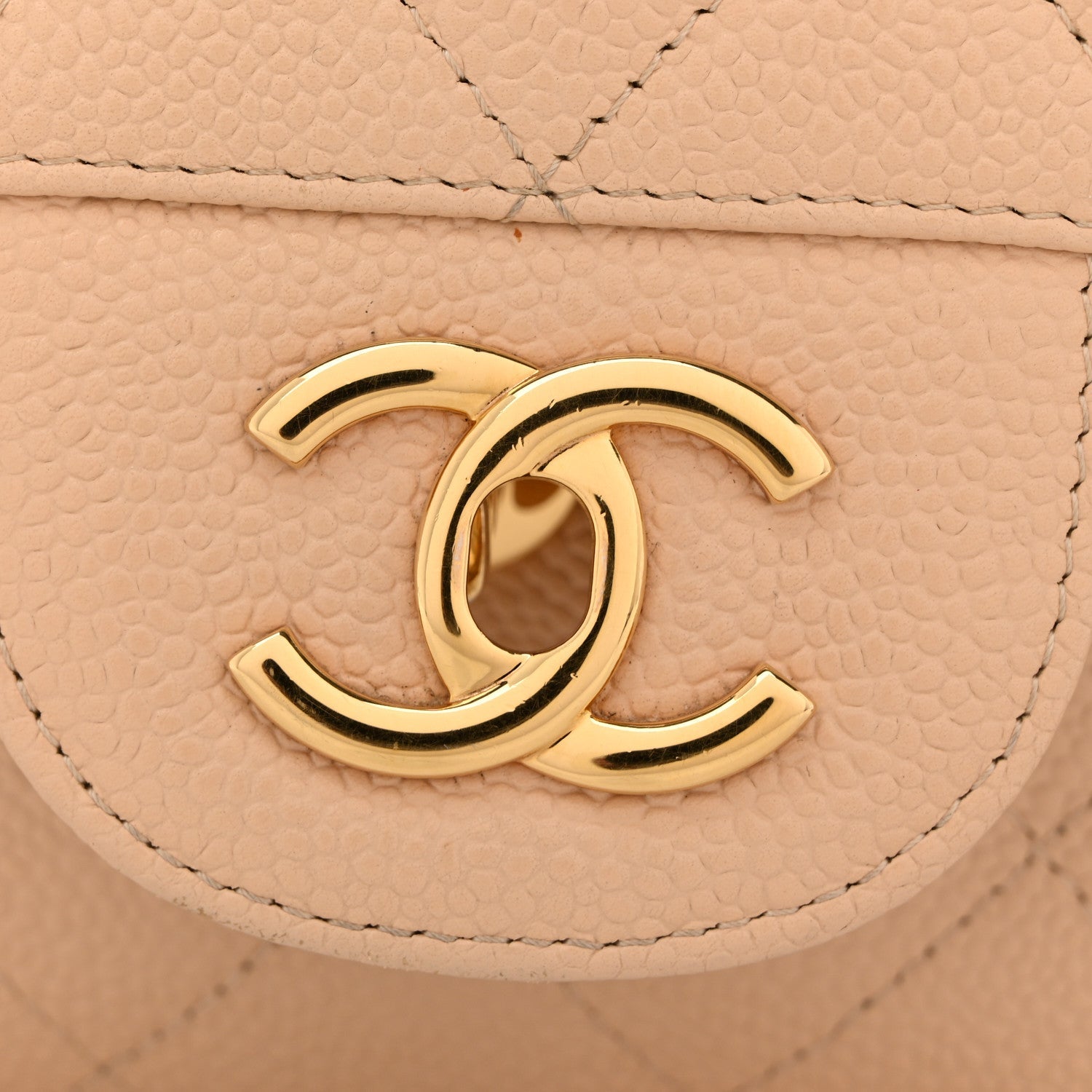 Caviar Quilted Jumbo Double Flap Beige Clair