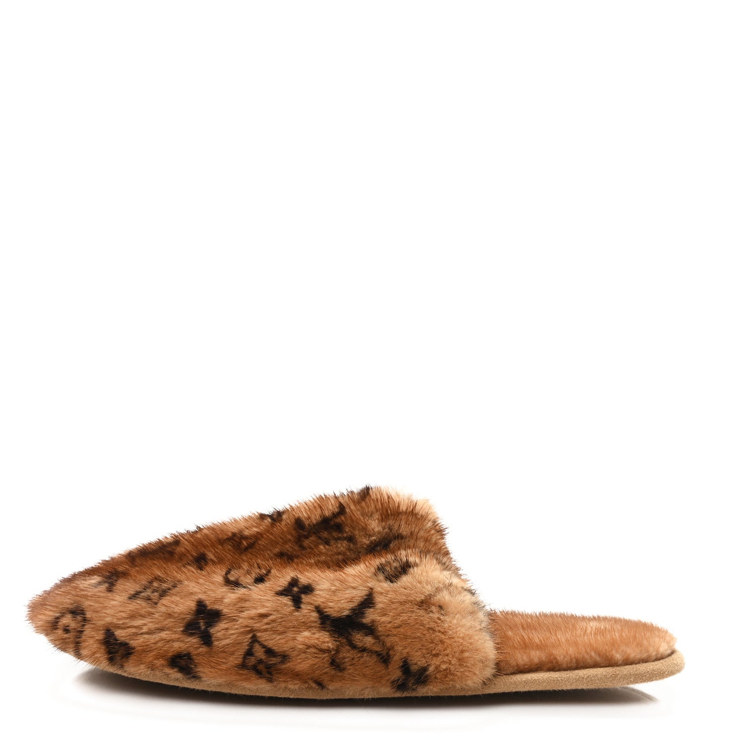 Mink Fur LV Suite Slippers Cognac 40-41