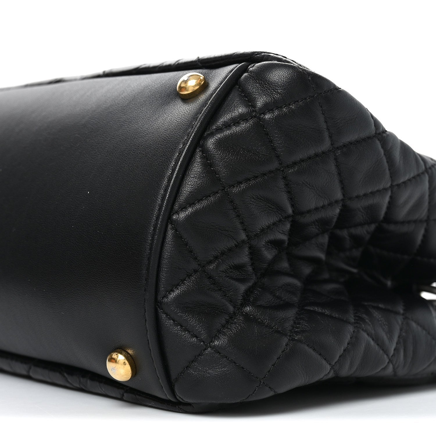 Glazed Crinkled Lambskin Small Reissue Zip Shopping Tote Black
