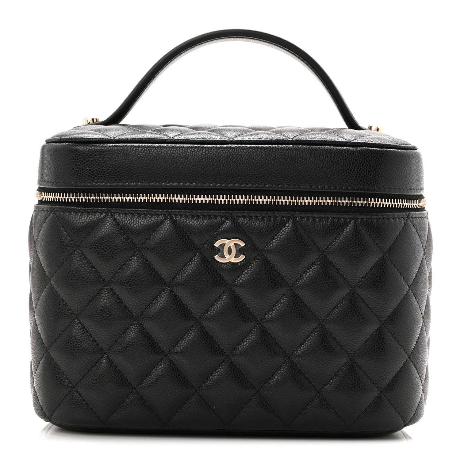 Caviar Quilted Large Vanity Pouch Black