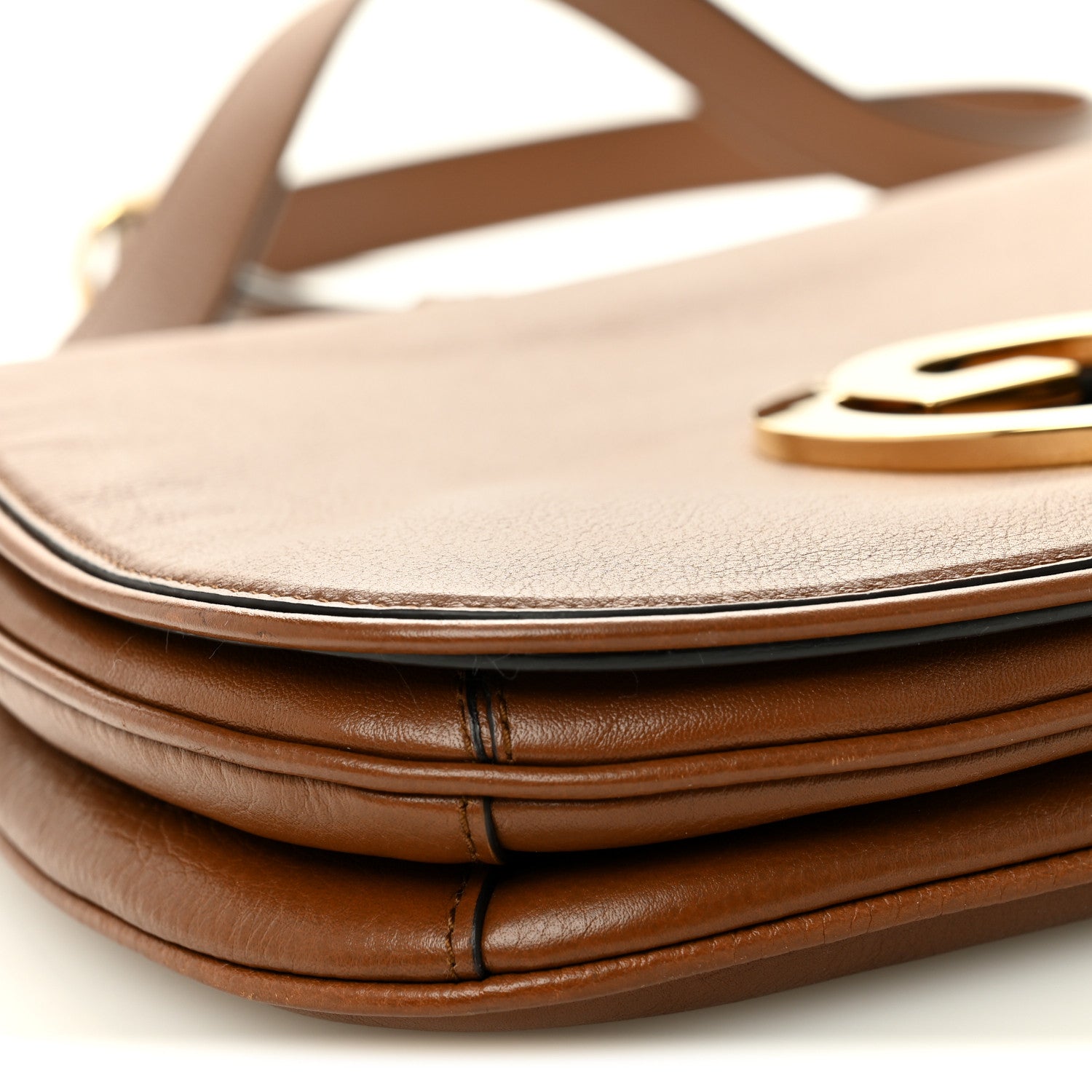 Roxy Calfskin Web Medium Blondie Shoulder Flap Bag Cuir