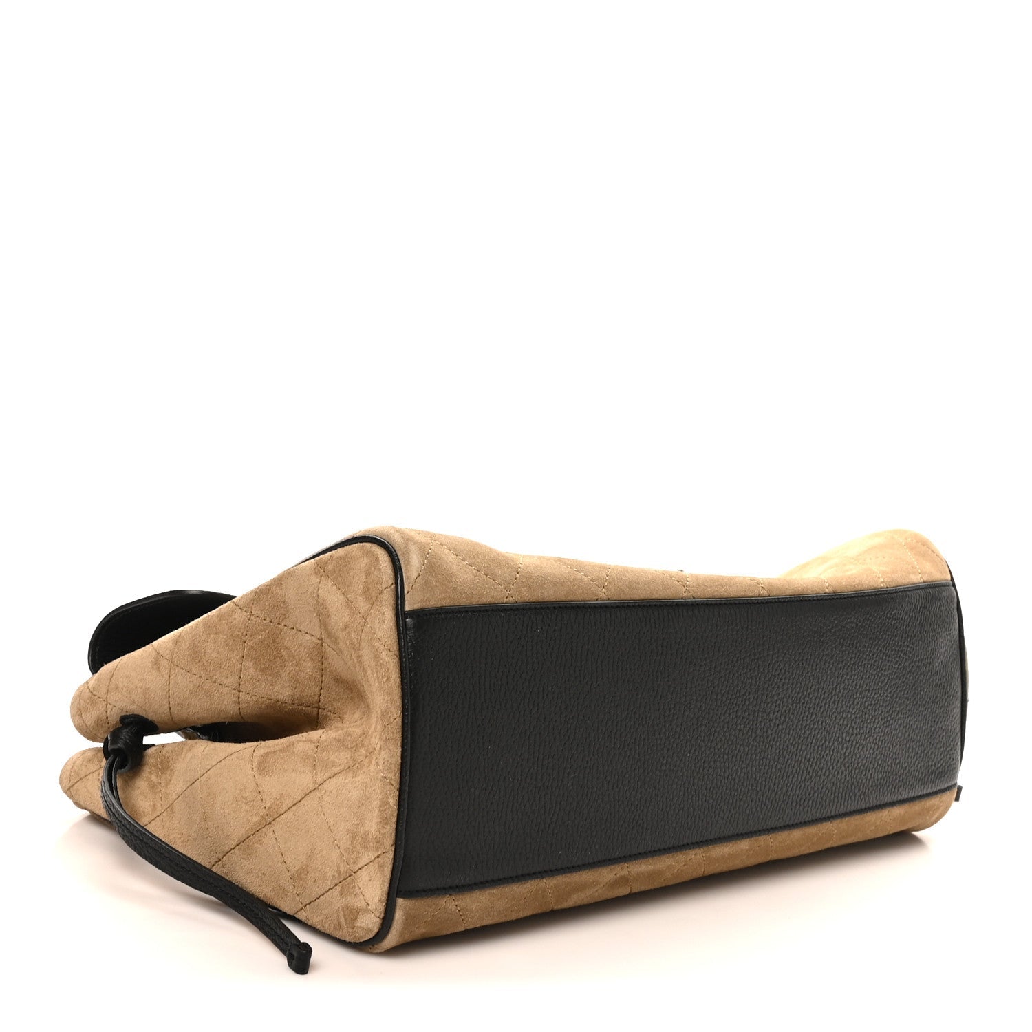 Grained Calfskin Suede Urban Essentials Shopping Bag Beige Black