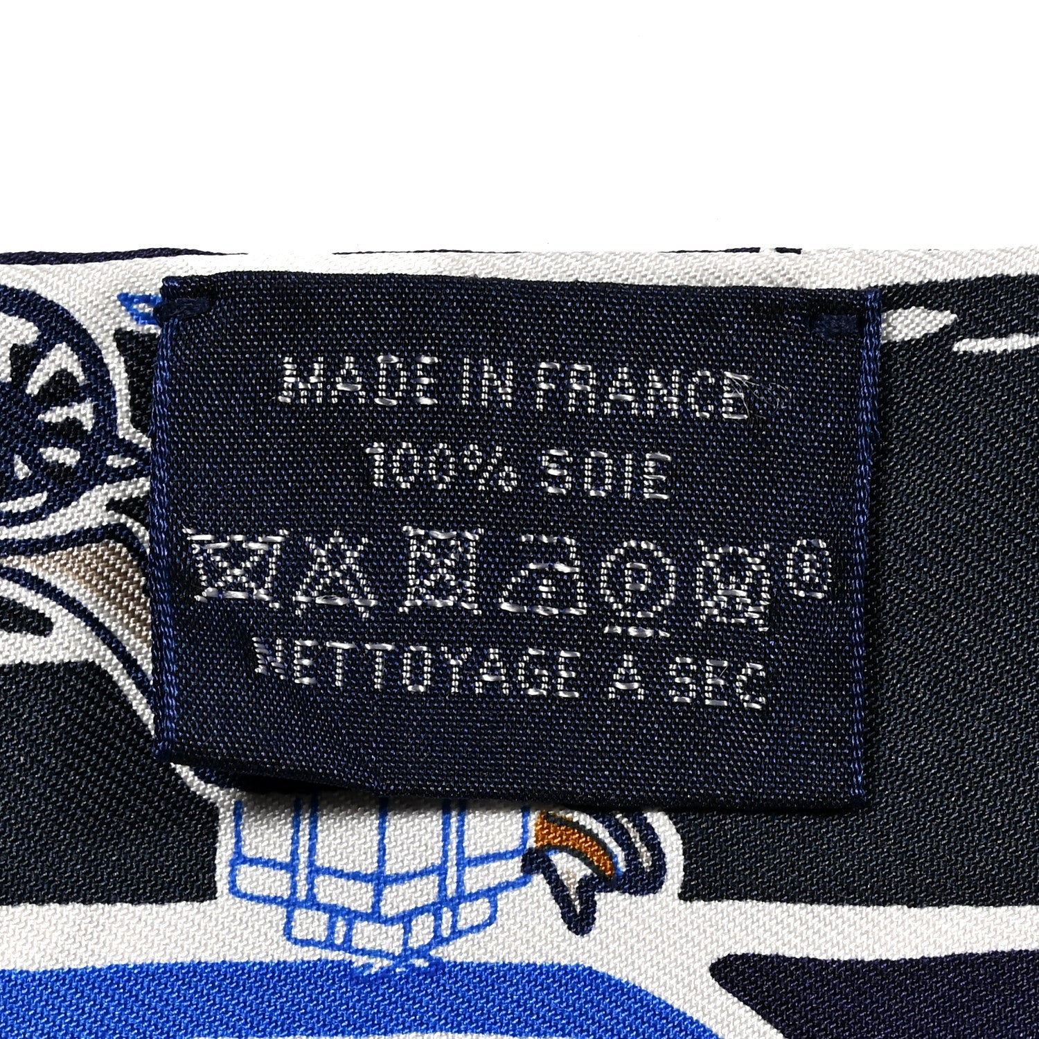 Silk Bingata Sticker Twilly Marine Tabac Bleu Vif