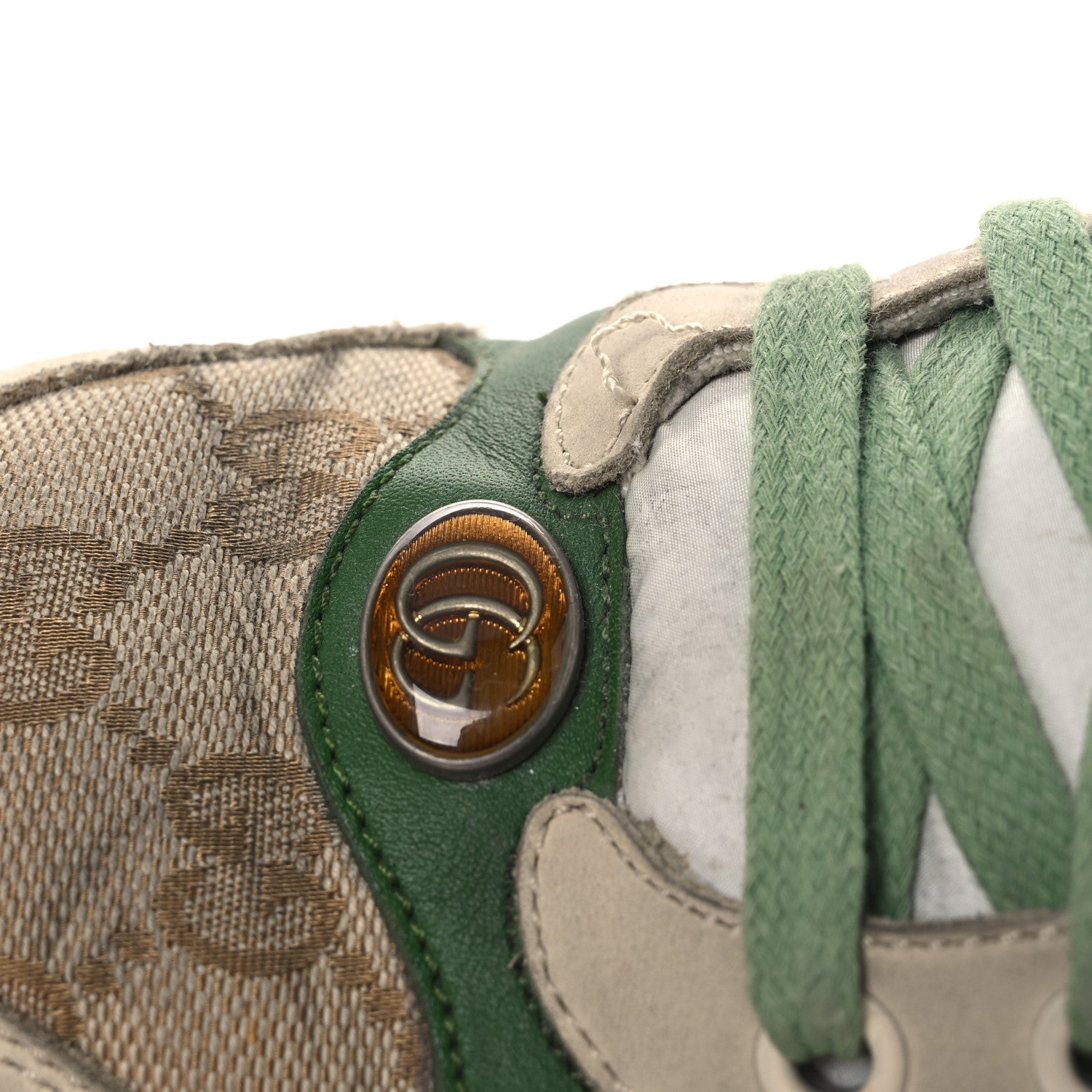 GG Monogram Nubuck Web Womens Screener Sneakers 40 New Sand Dusty Milk Vintage Green