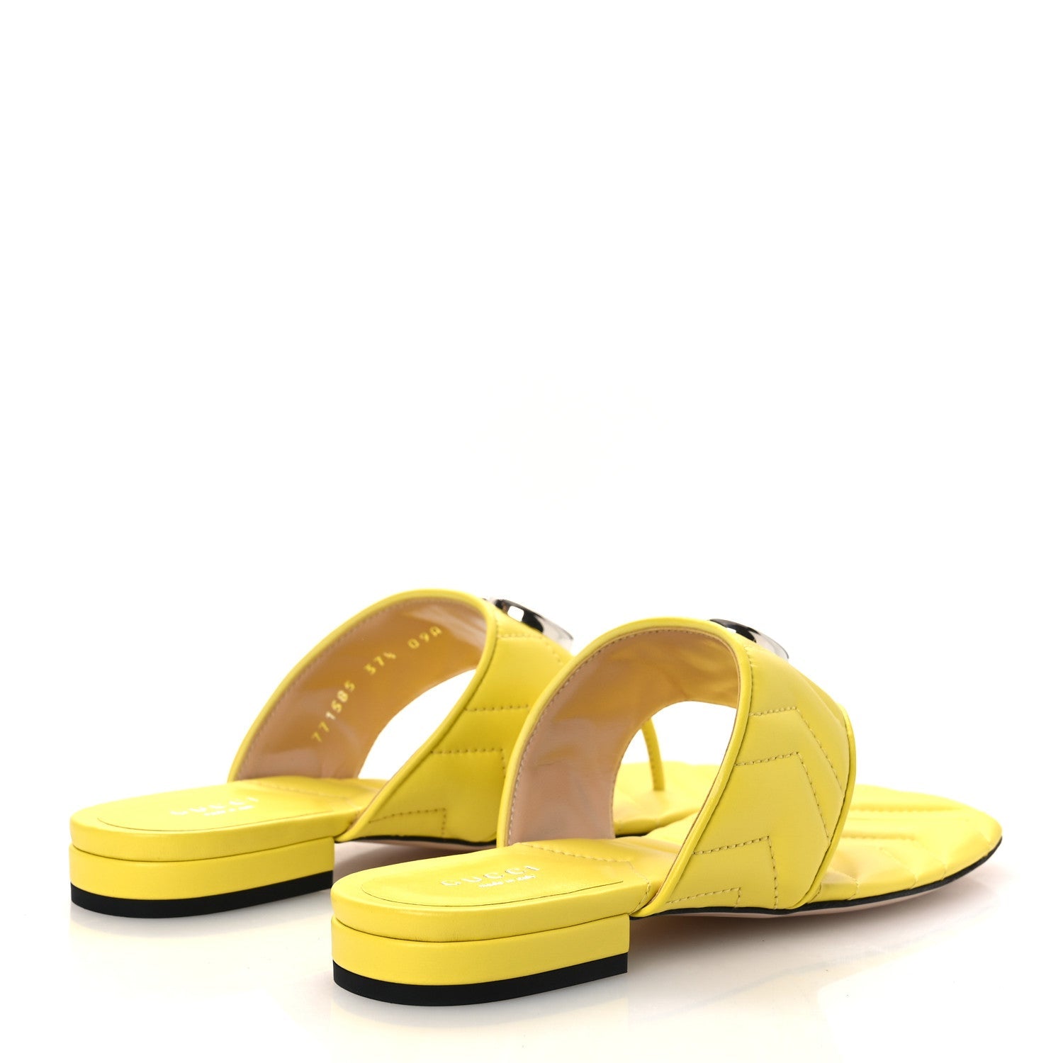 Nappa Charlotte Double G Marmont Thong Sandals 37.5 Acid Lime