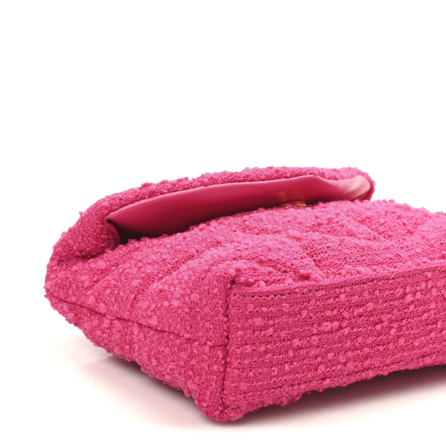 Boucle Tweed Quilted Loulou Puffer Monogram Pouch Clutch Magenta