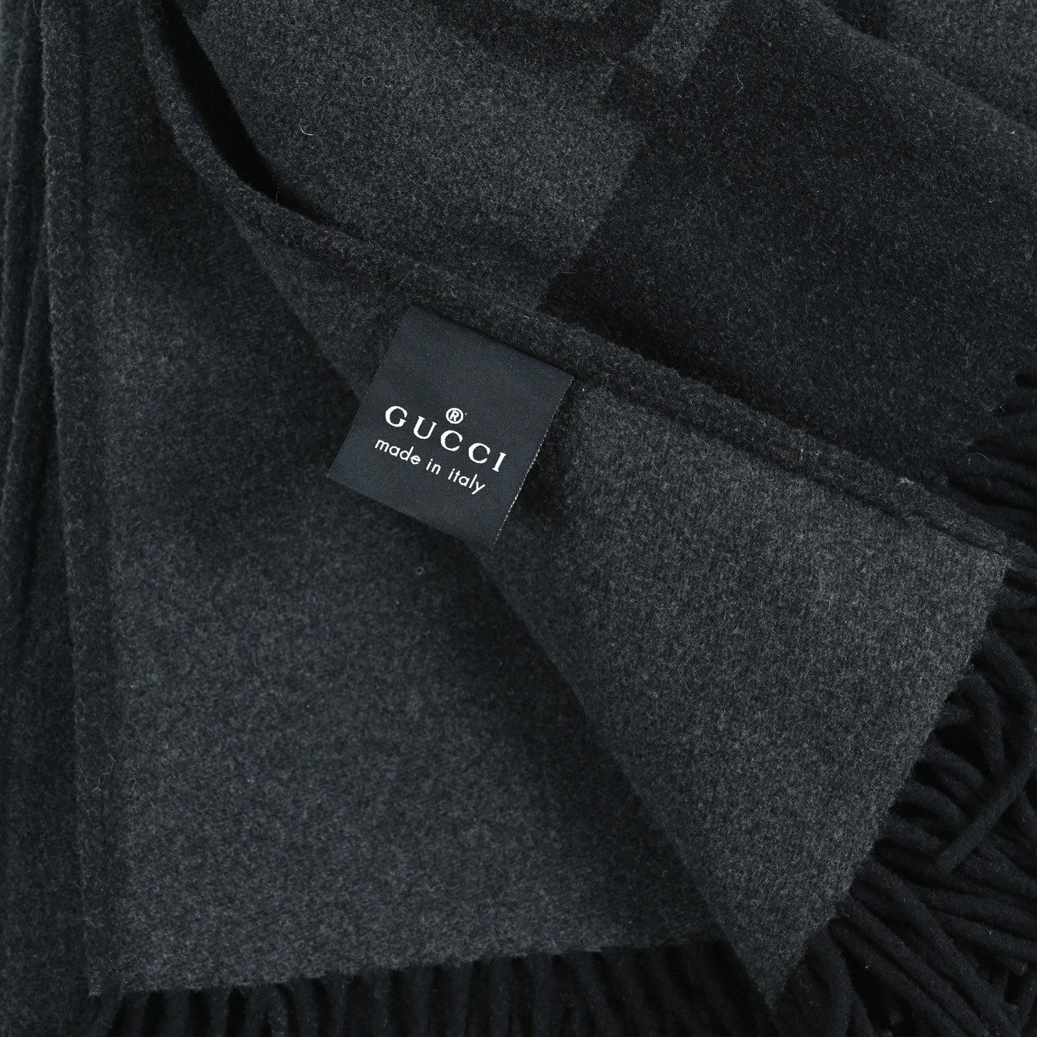 Wool Cashmere GG Monogram Blanket Black Grey